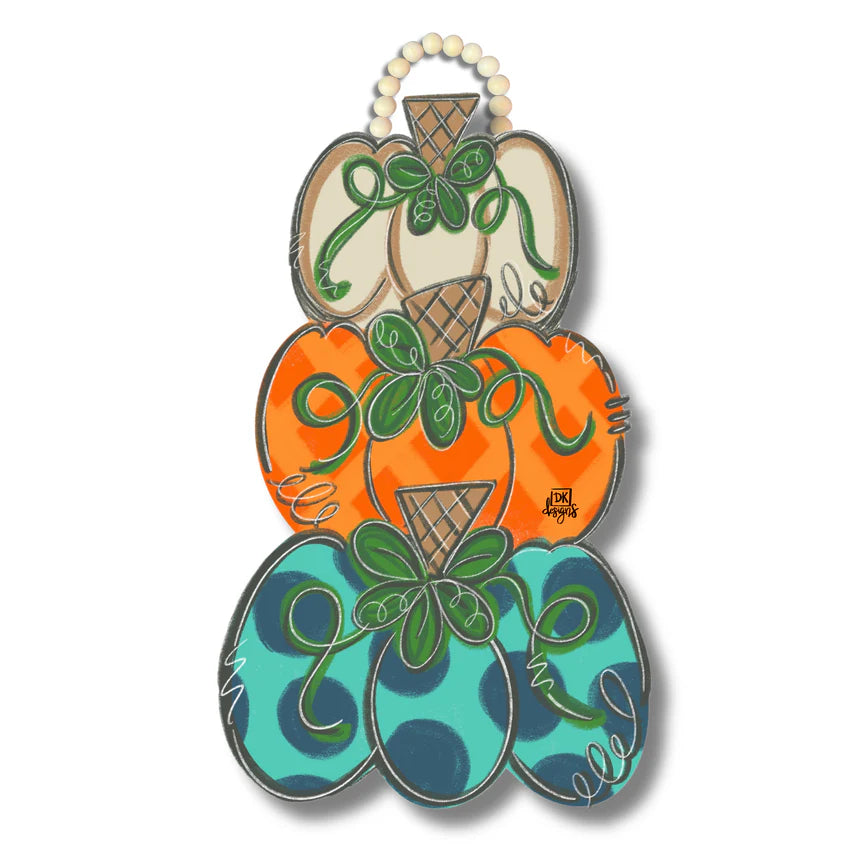 Blue Pumpkin Stack Door Hanger