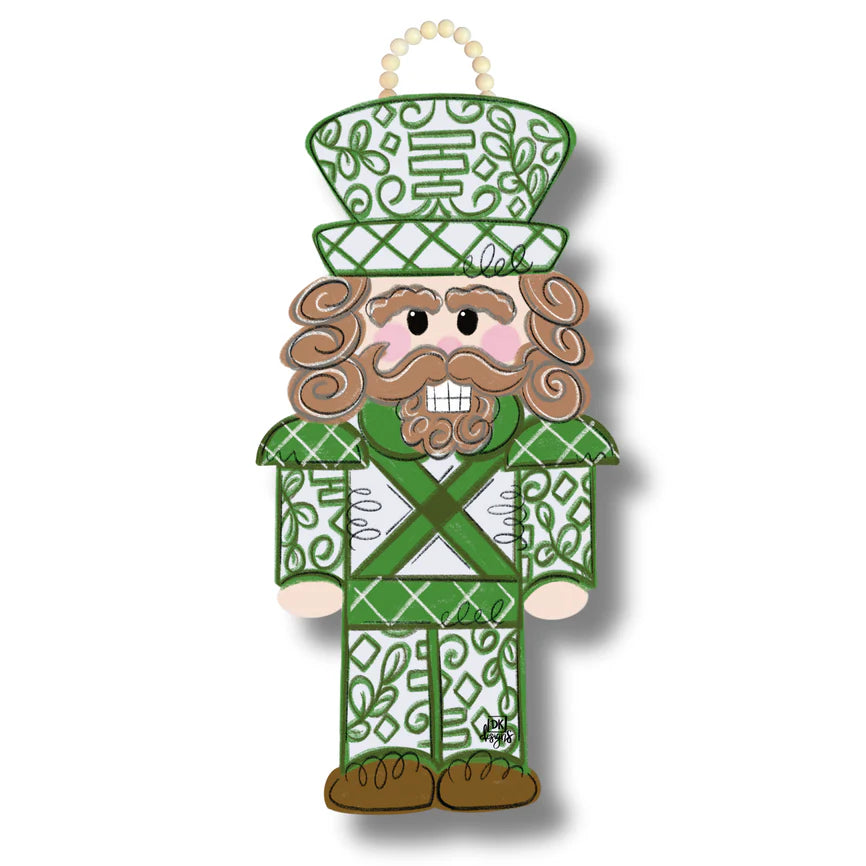 Green Chinoserie Nutcracker Door Hanger