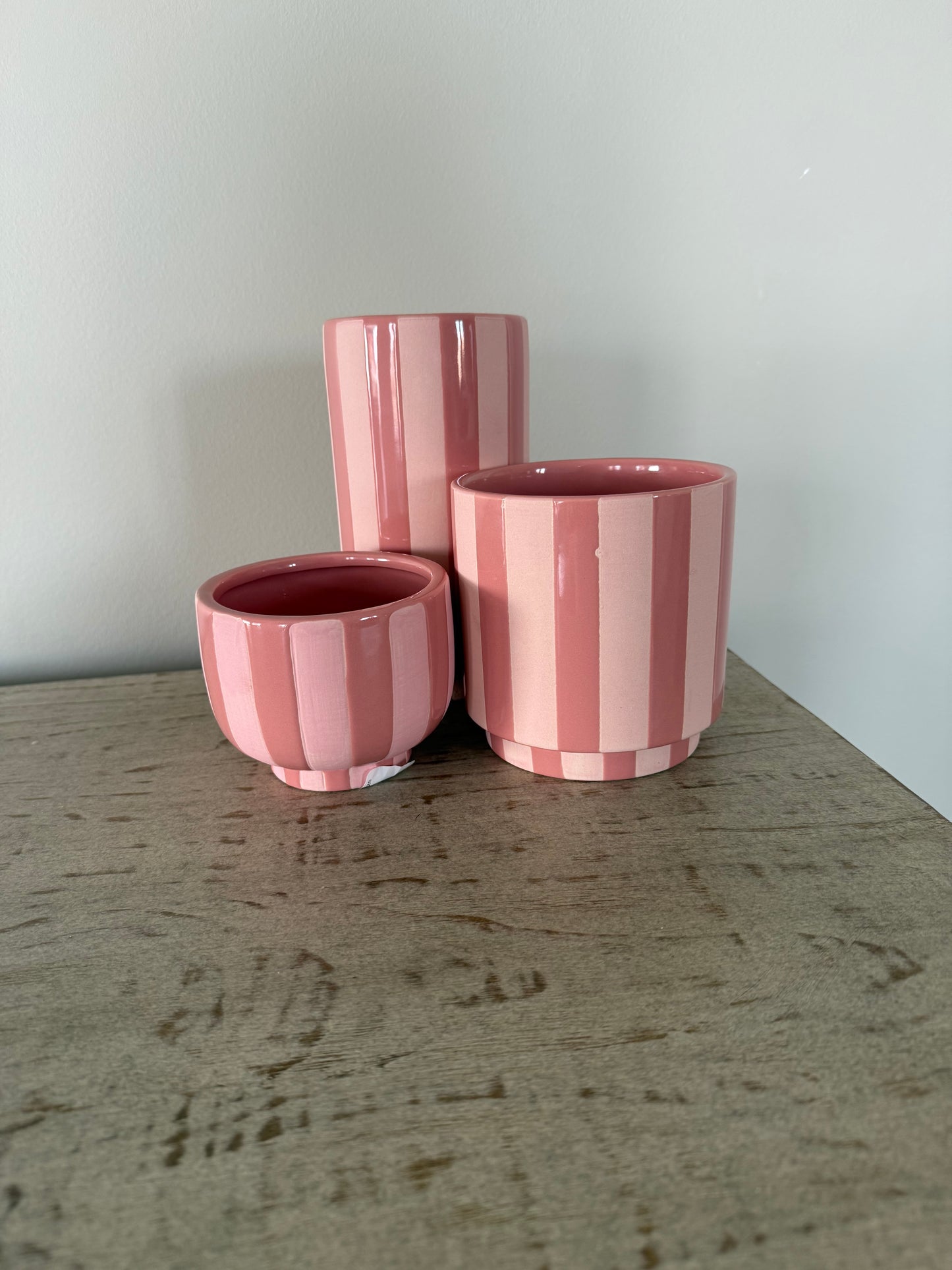 Lovebug Pink Striped Vase - Large Size