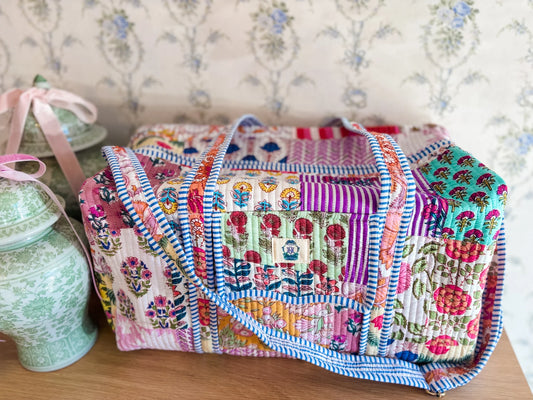 Wildflower Large Scalloped Quilted Duffle Bag