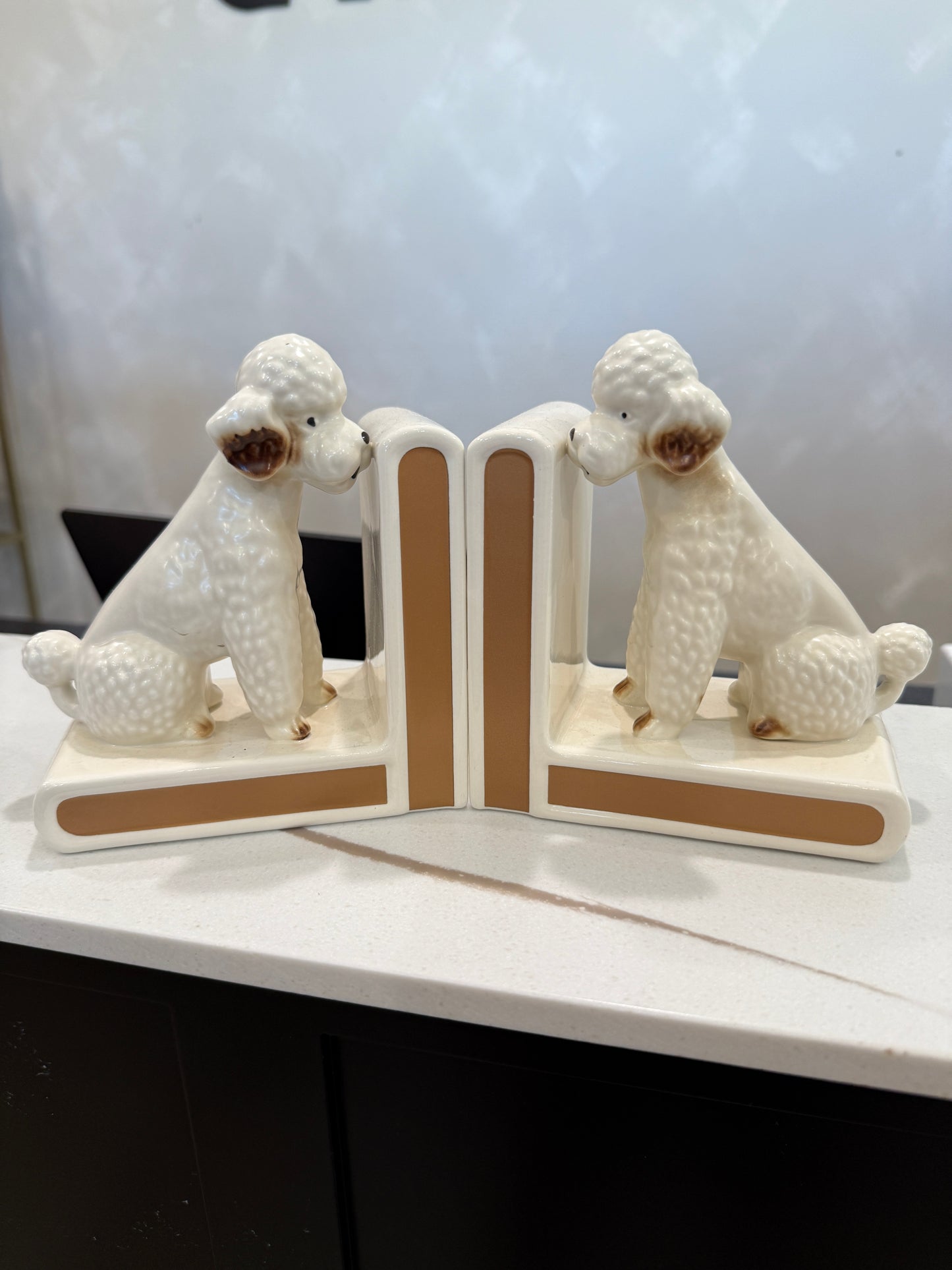 Stoneware Vintage Poodle Bookends