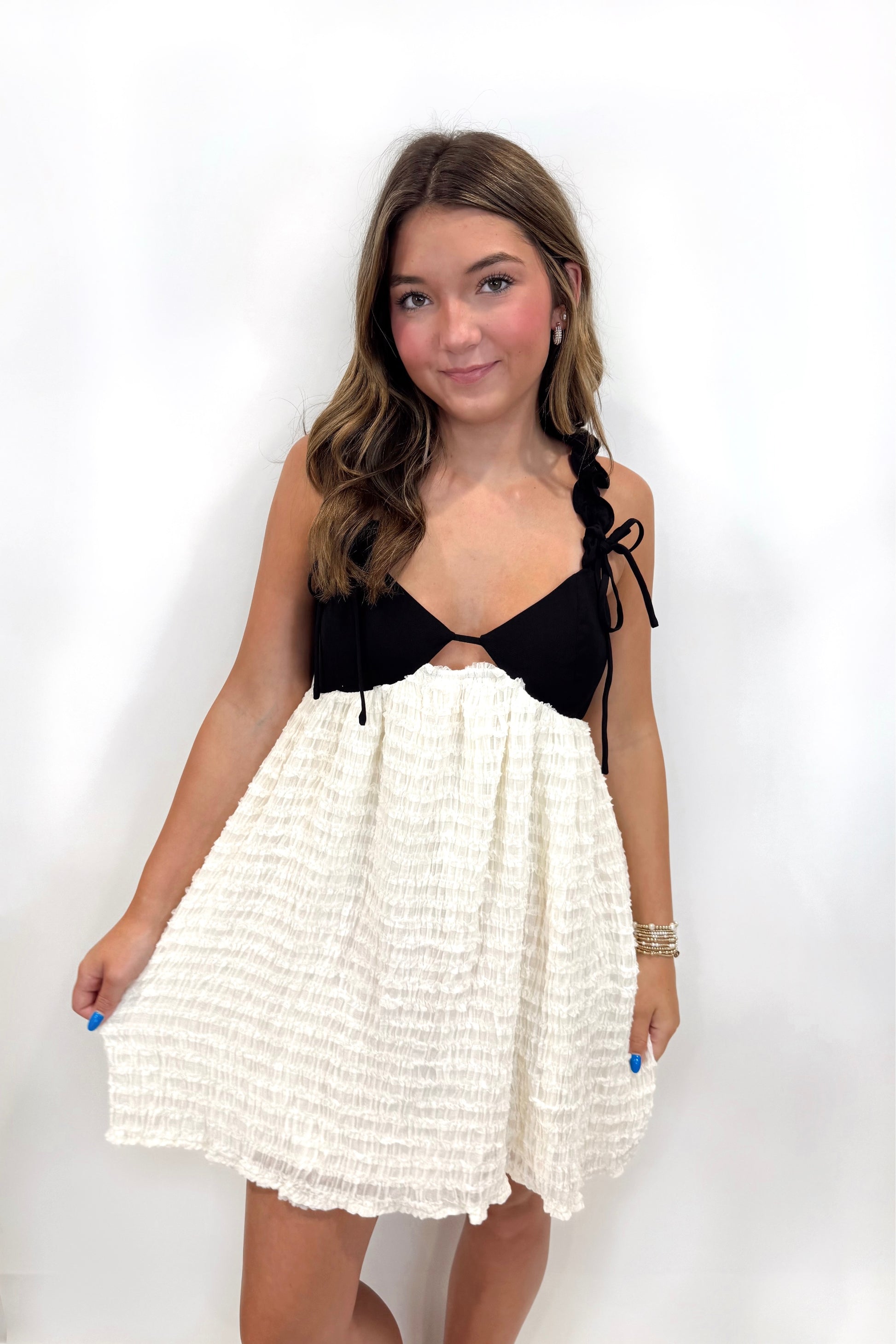 Arabella Bow Strap Babydoll Dress