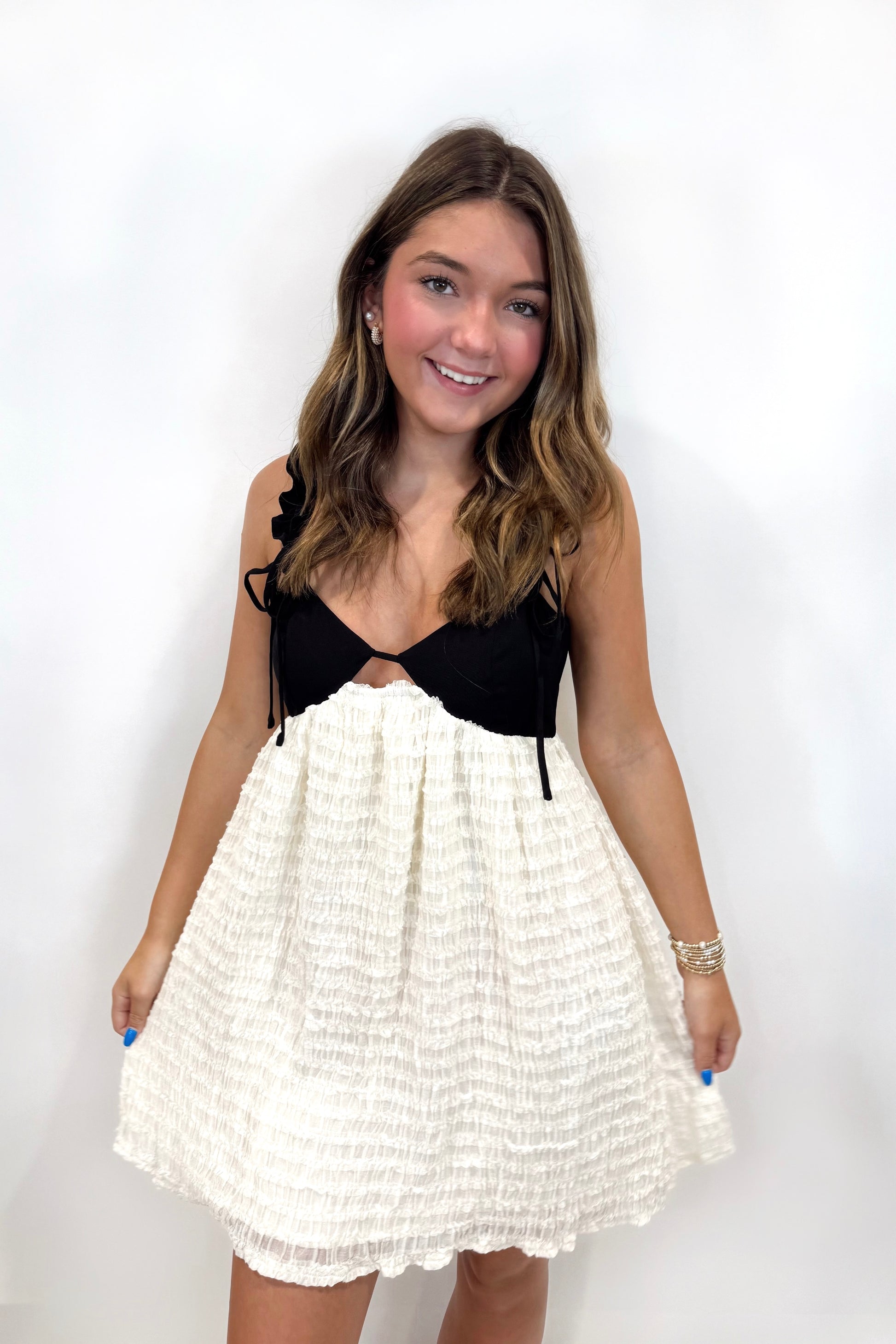 Arabella Bow Strap Babydoll Dress