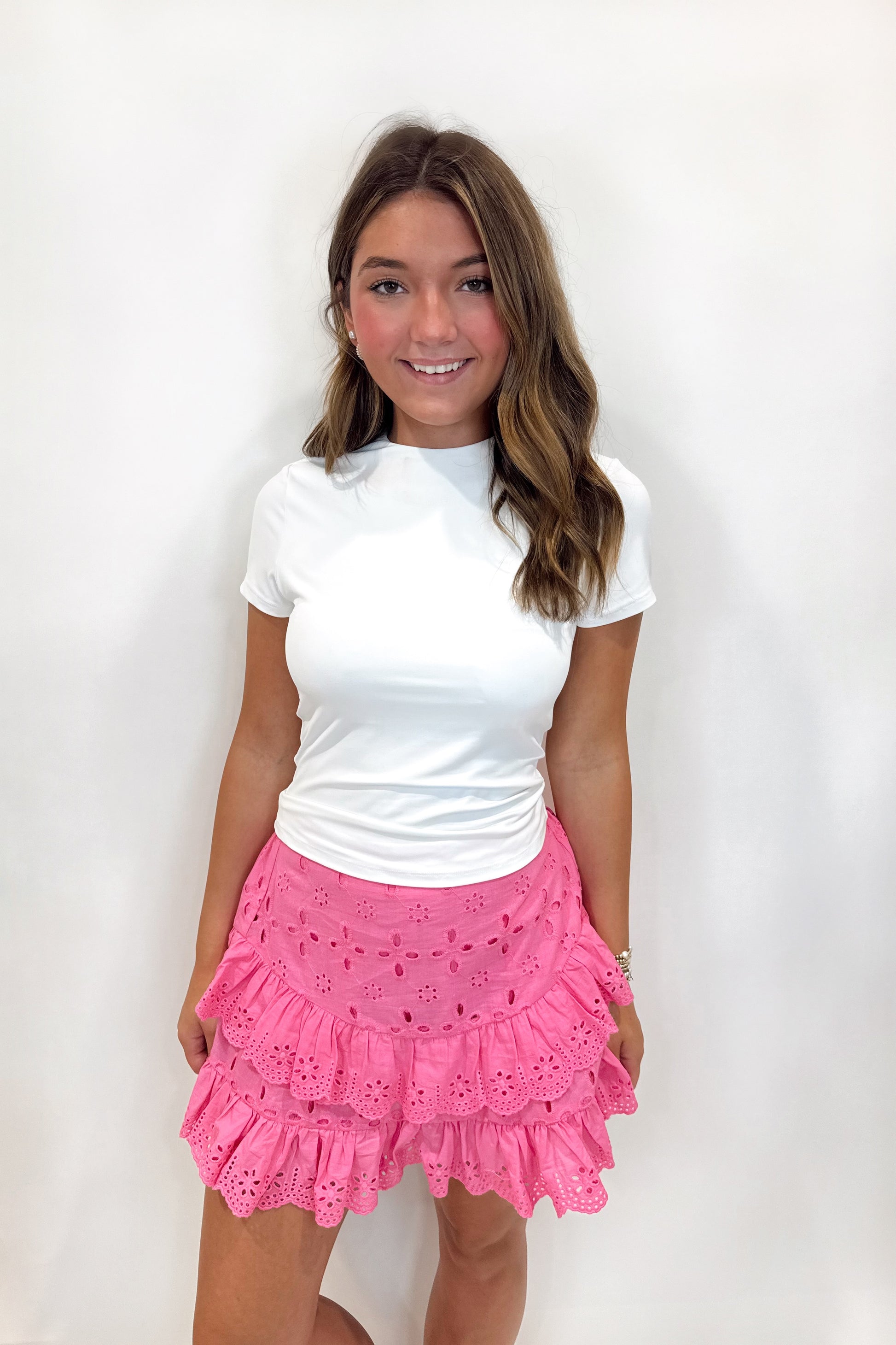 Lola Eyelet Ruffle Mini Skort