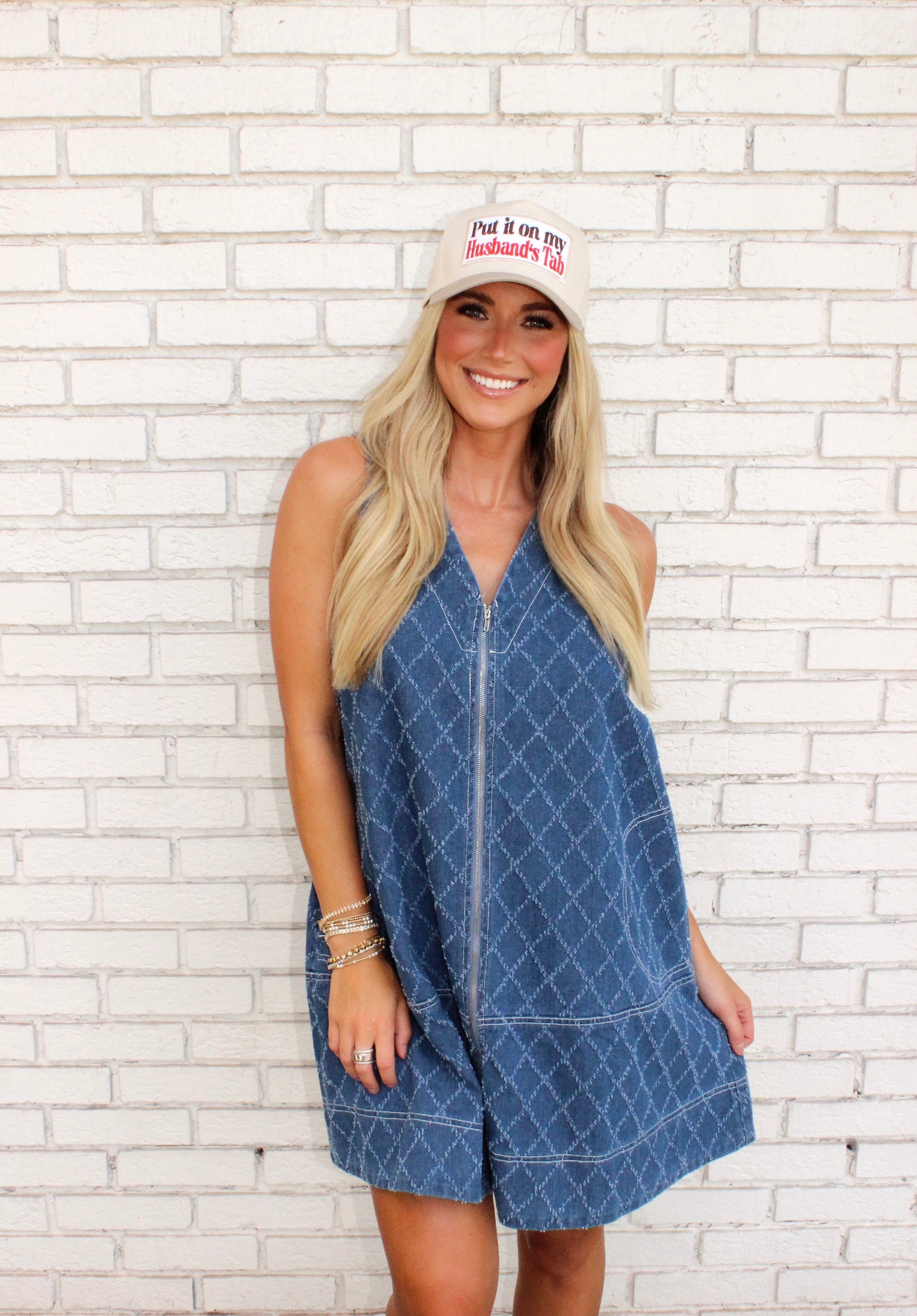 Distressed Darling Denim Zip Dress