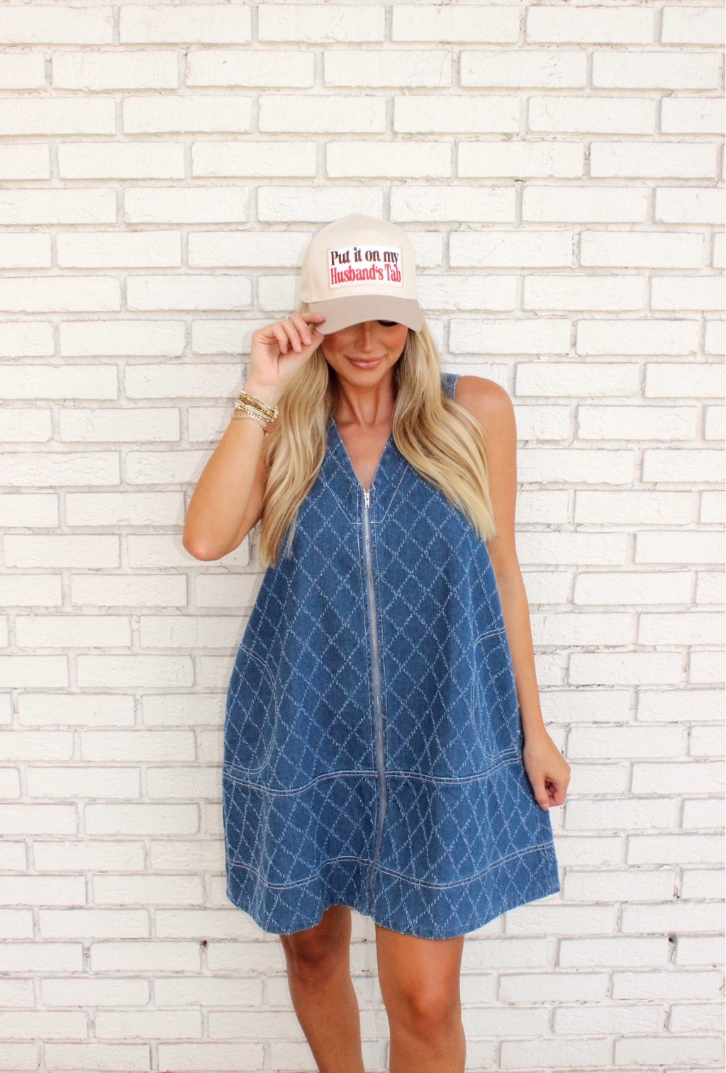 Distressed Darling Denim Zip Dress