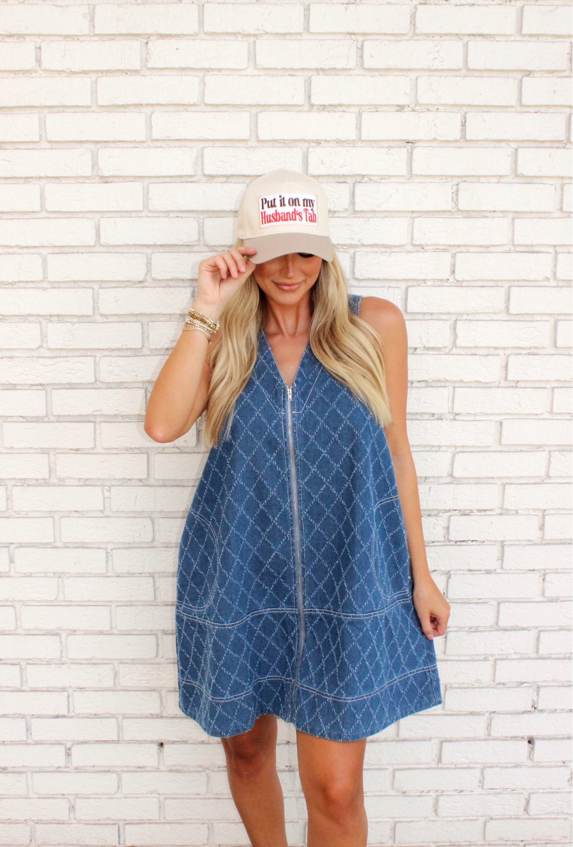 Distressed Darling Denim Zip Dress