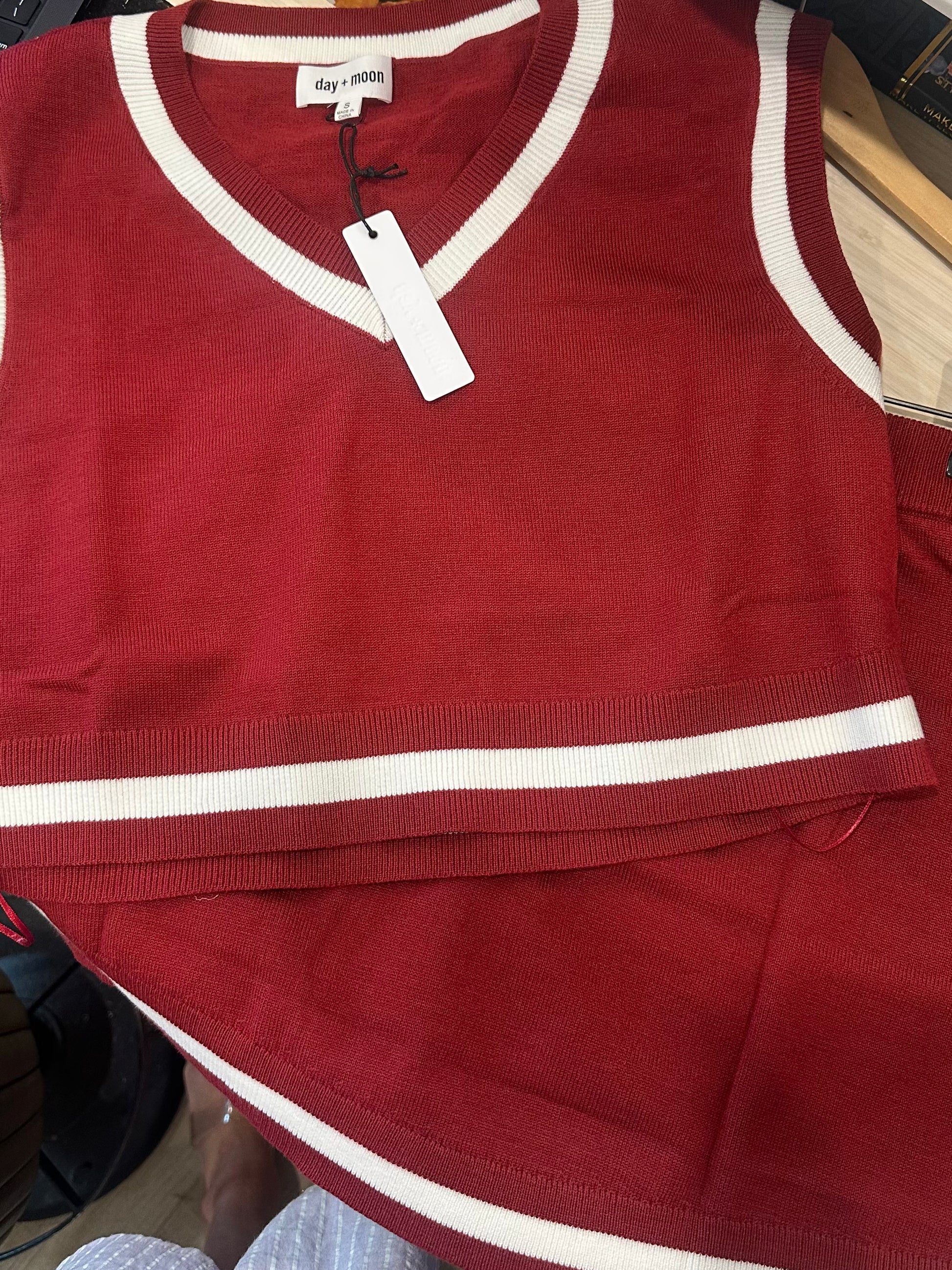 A Day A Line Maroon Sweater Set