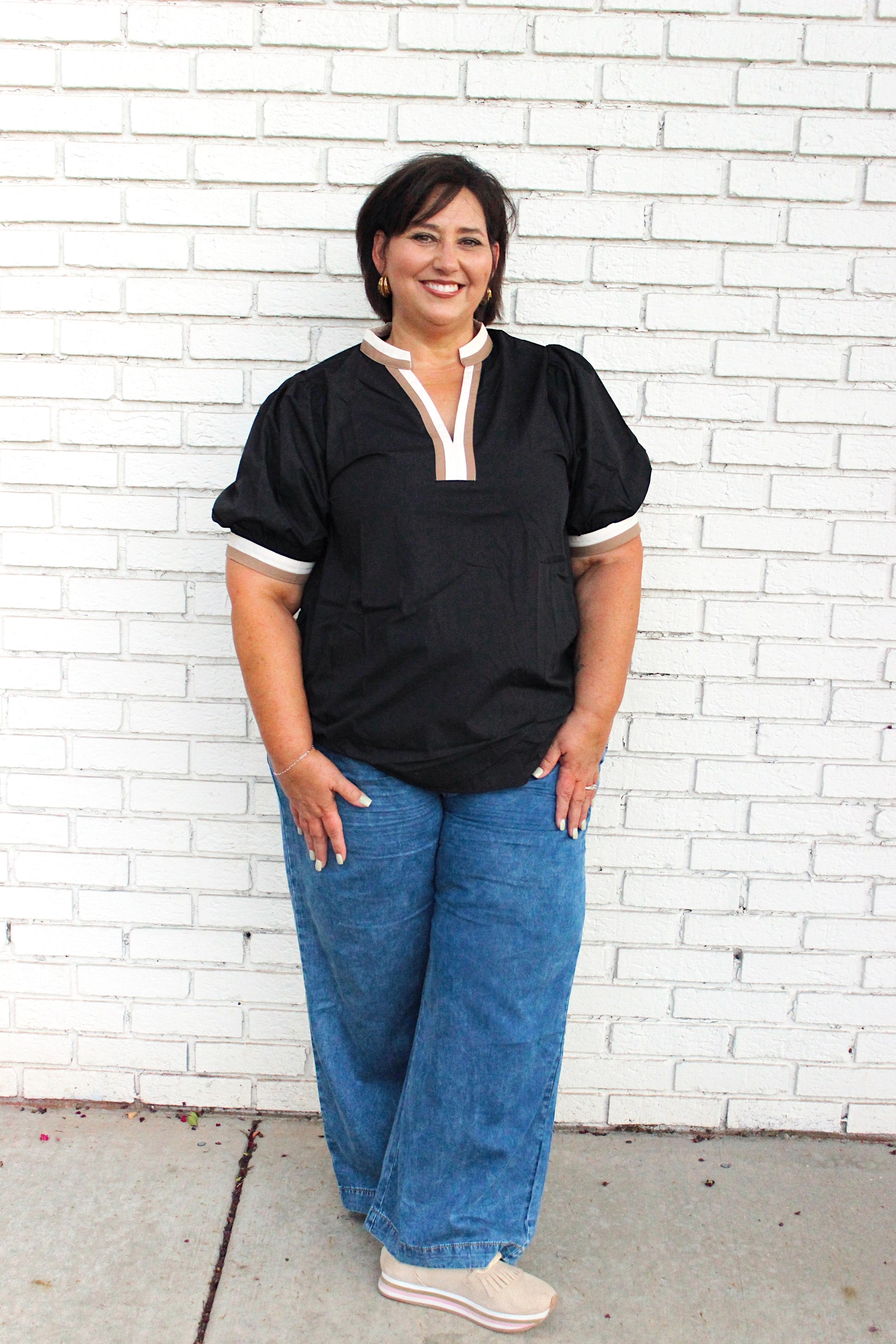 Tan x Black Plus Size Blouse