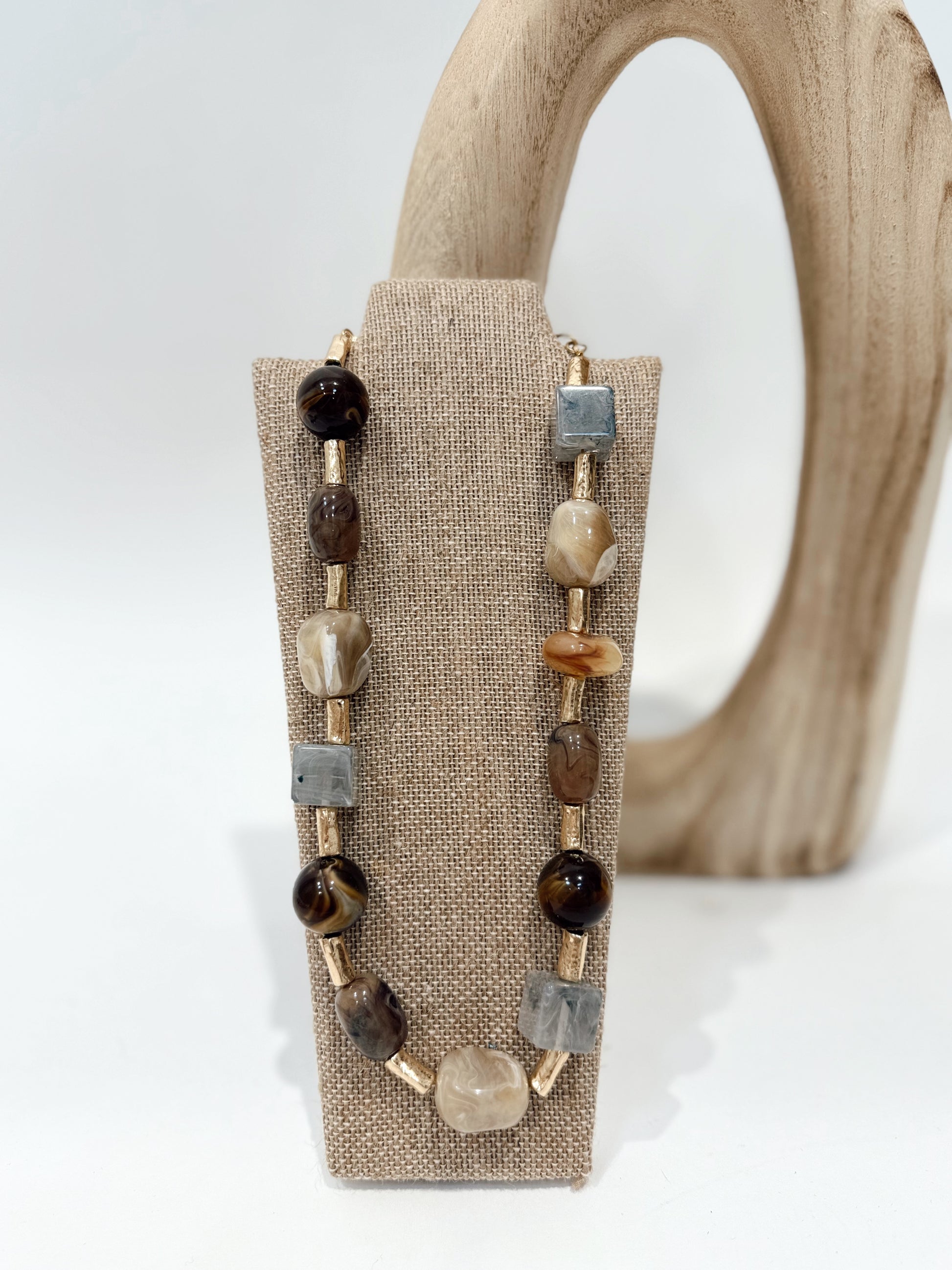 Caroline Hill - Crossett Stone and Worn Gold Necklace