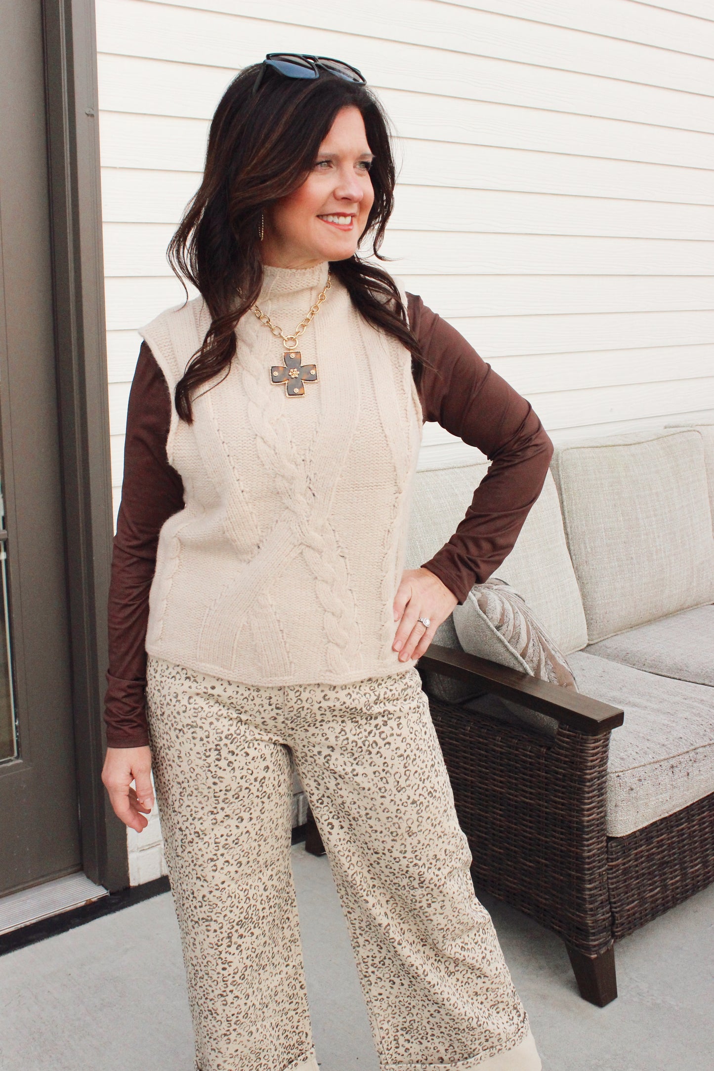 Sandstone Cable Knit Vest