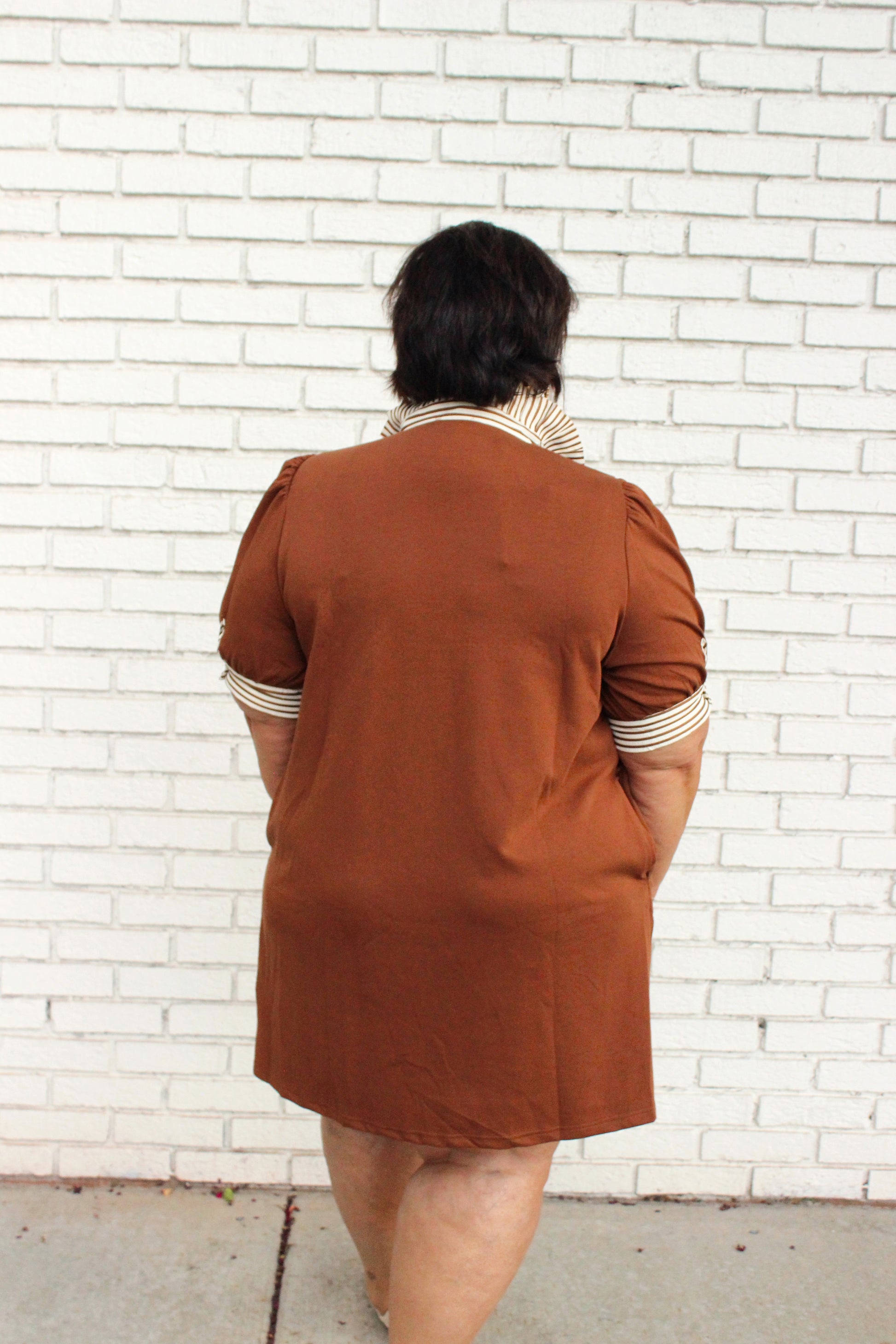 Striped in Brown Plus Dress