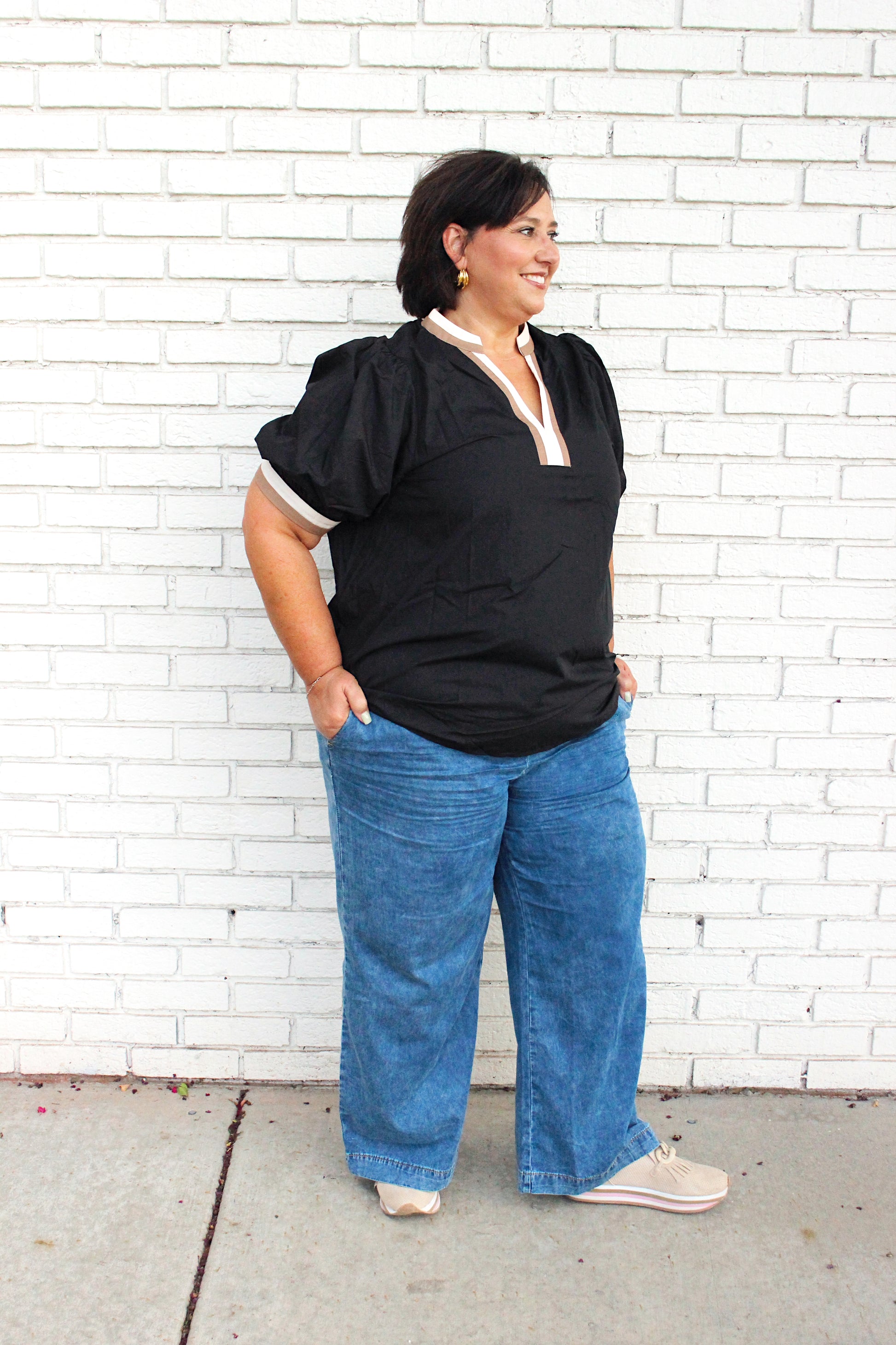 Tan x Black Plus Size Blouse
