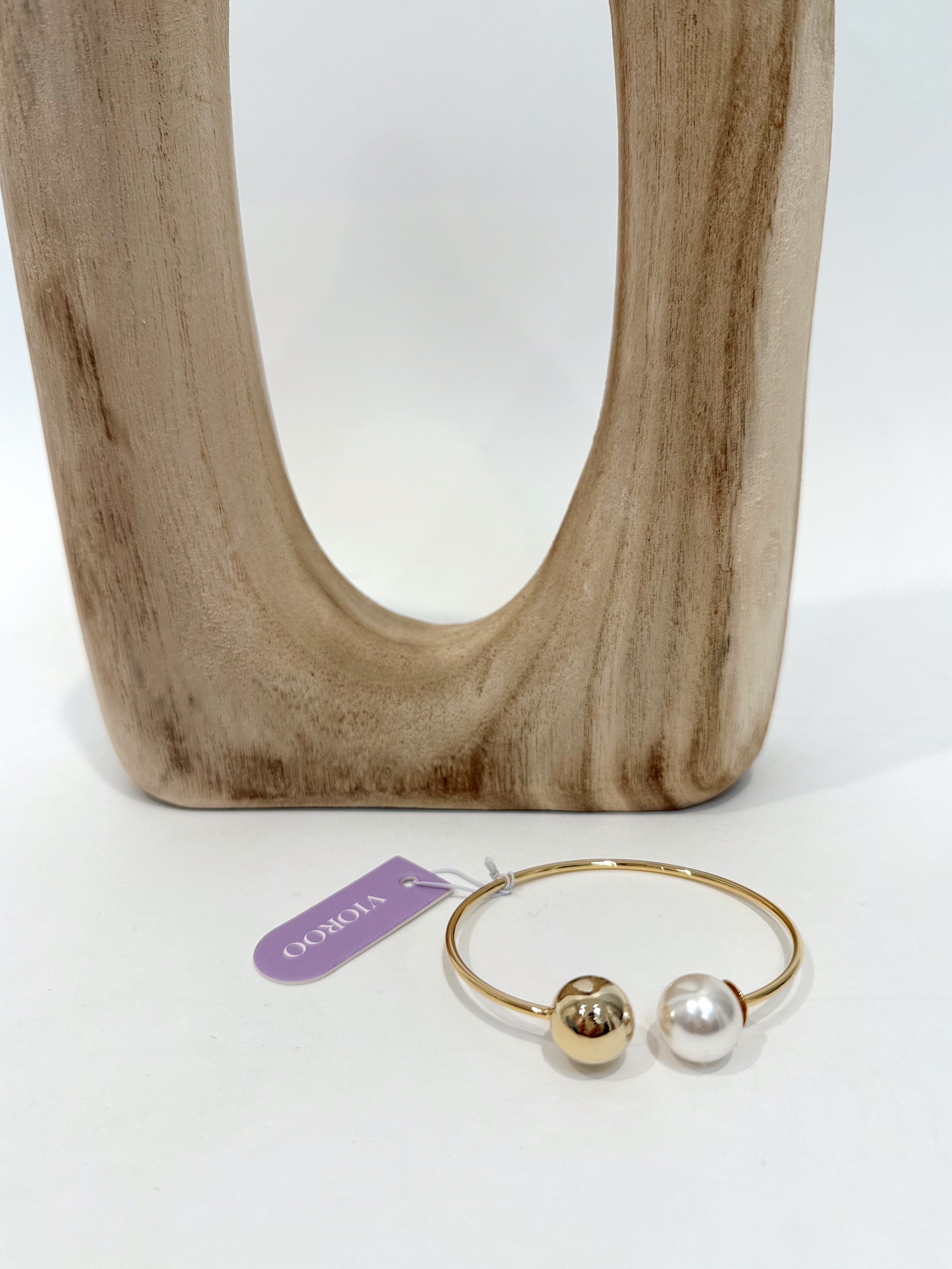 VIOROO Golden Grace Pearl Cuff Bracelet