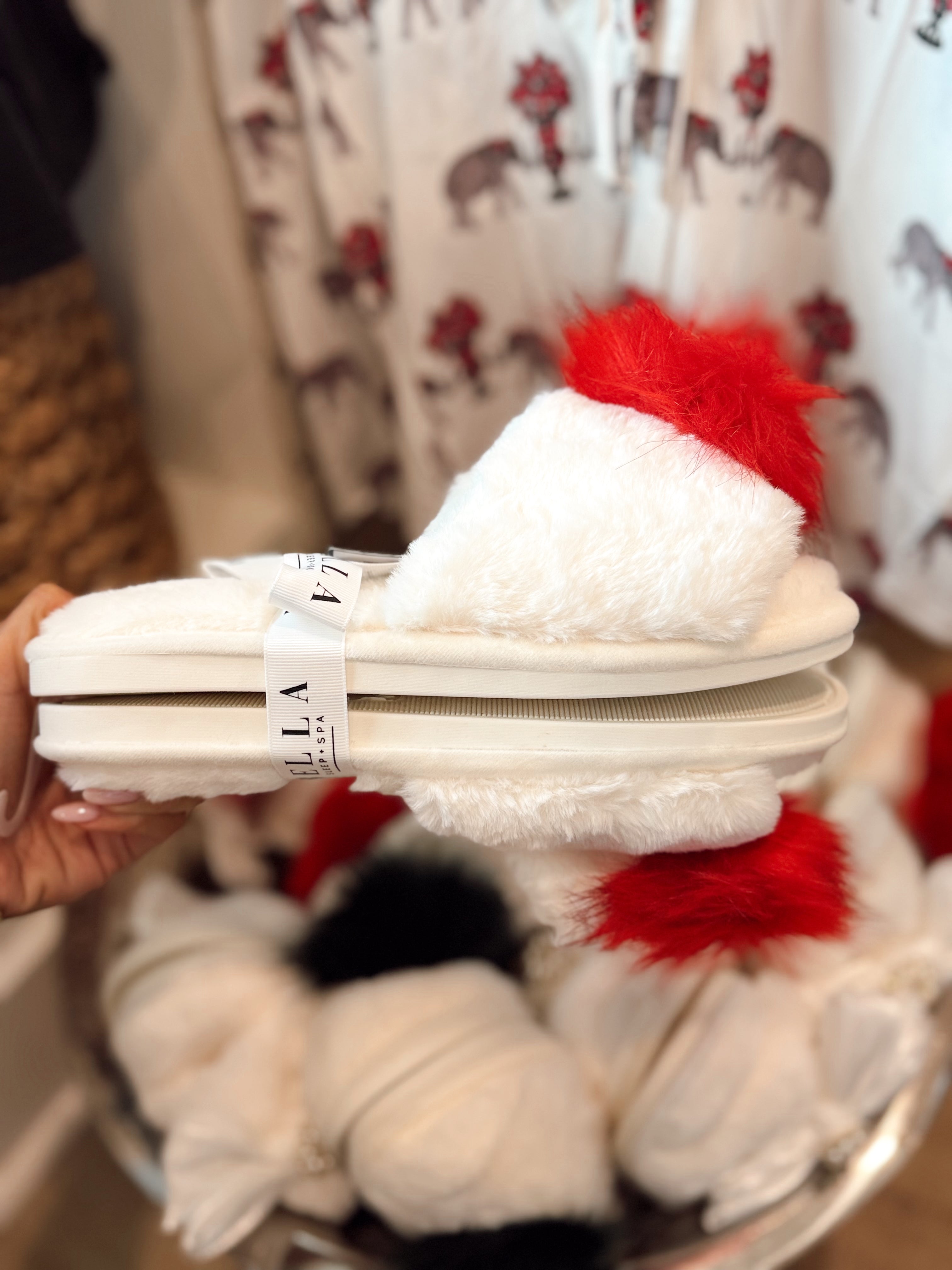 Holly Jolly Pom Slippers