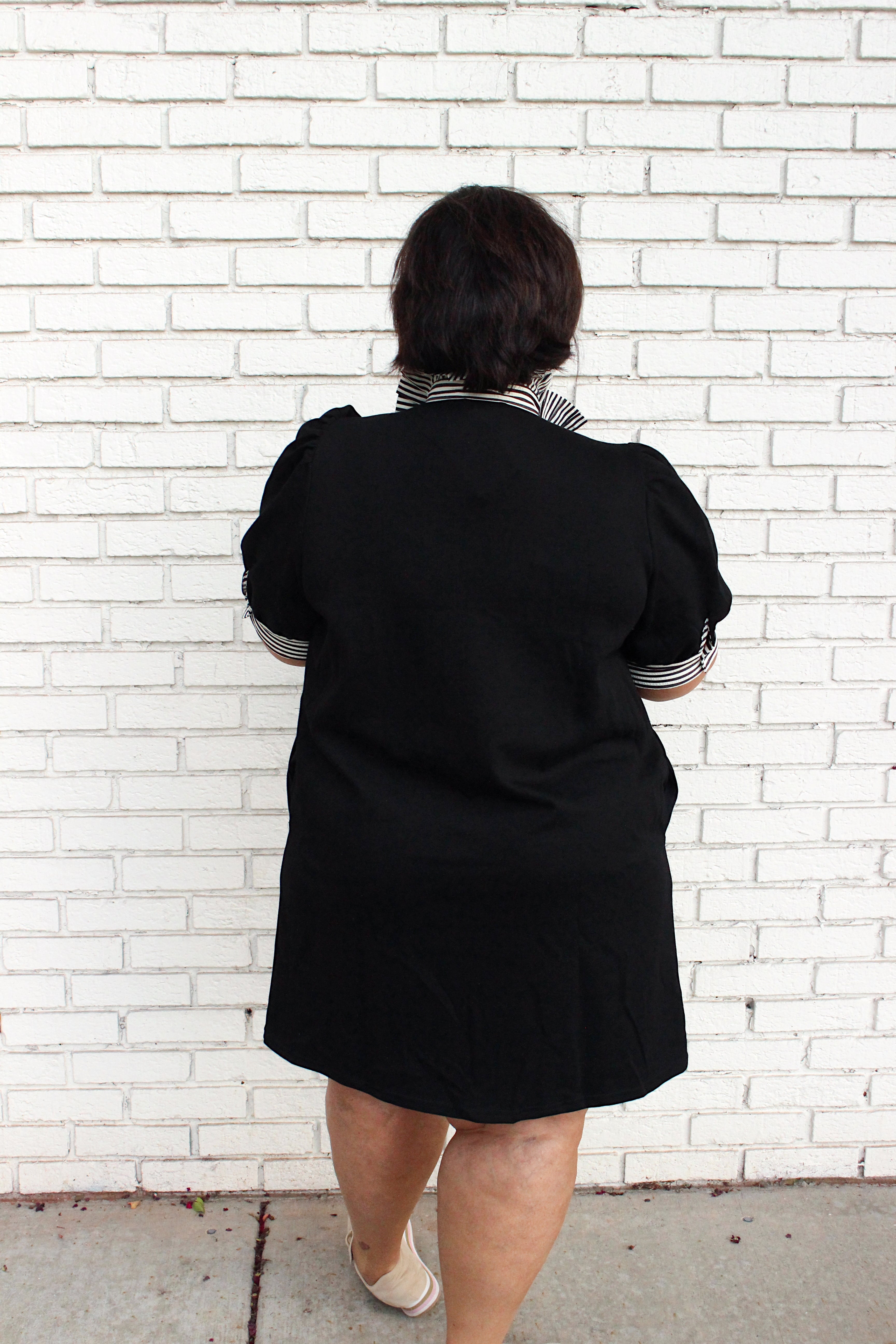 Striped in Black Plus Dress