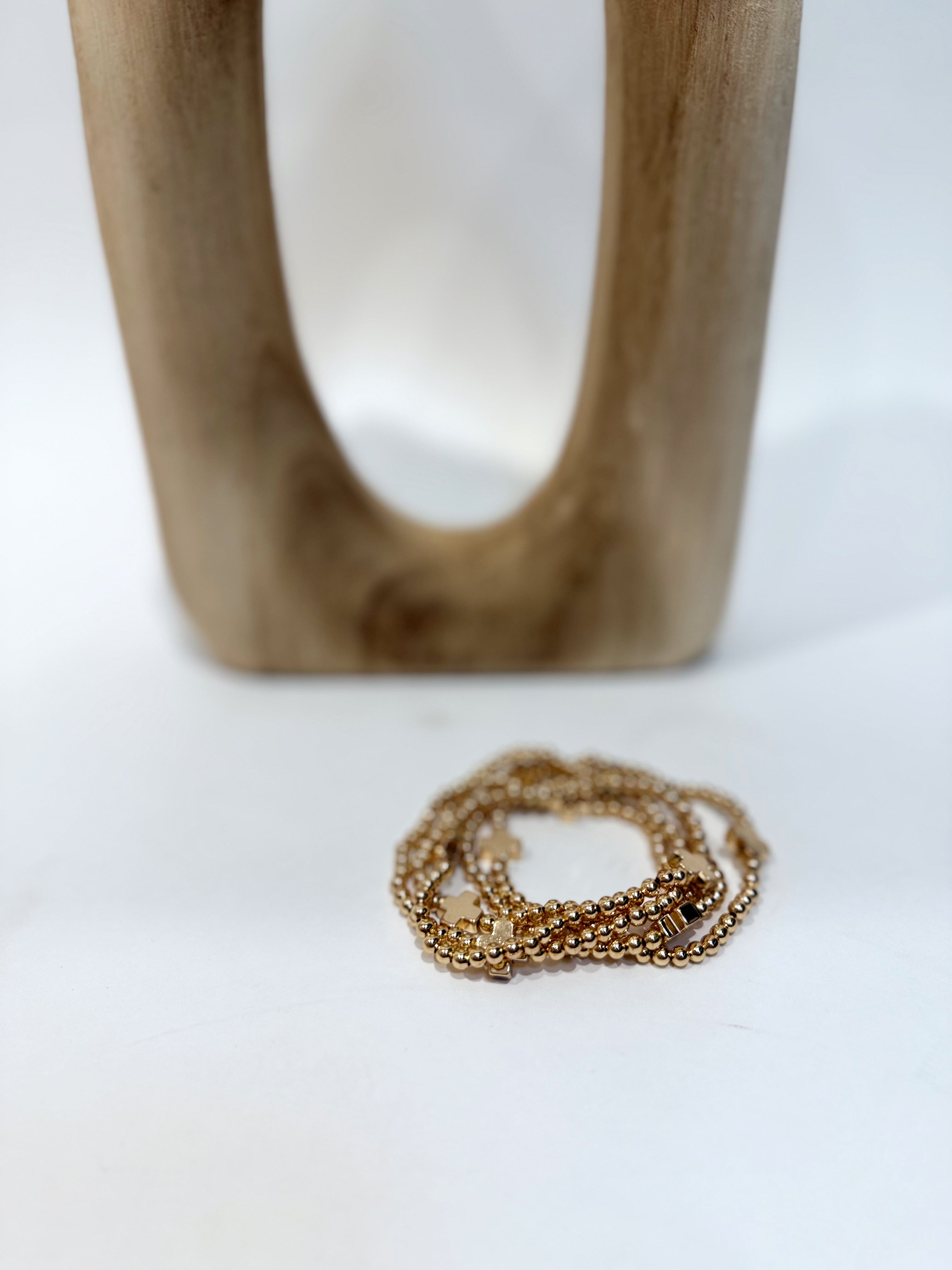 Caroline Hill - Olstead Cross Bracelet Set Gold