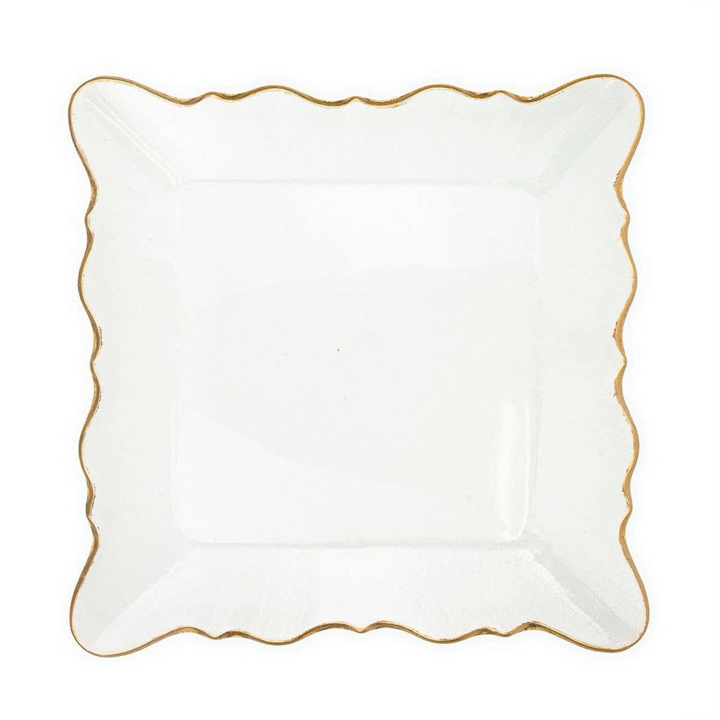 The Royal Standard - Chateau Square Serving Platter   Clear/Gold   12.8x1.2x12.8