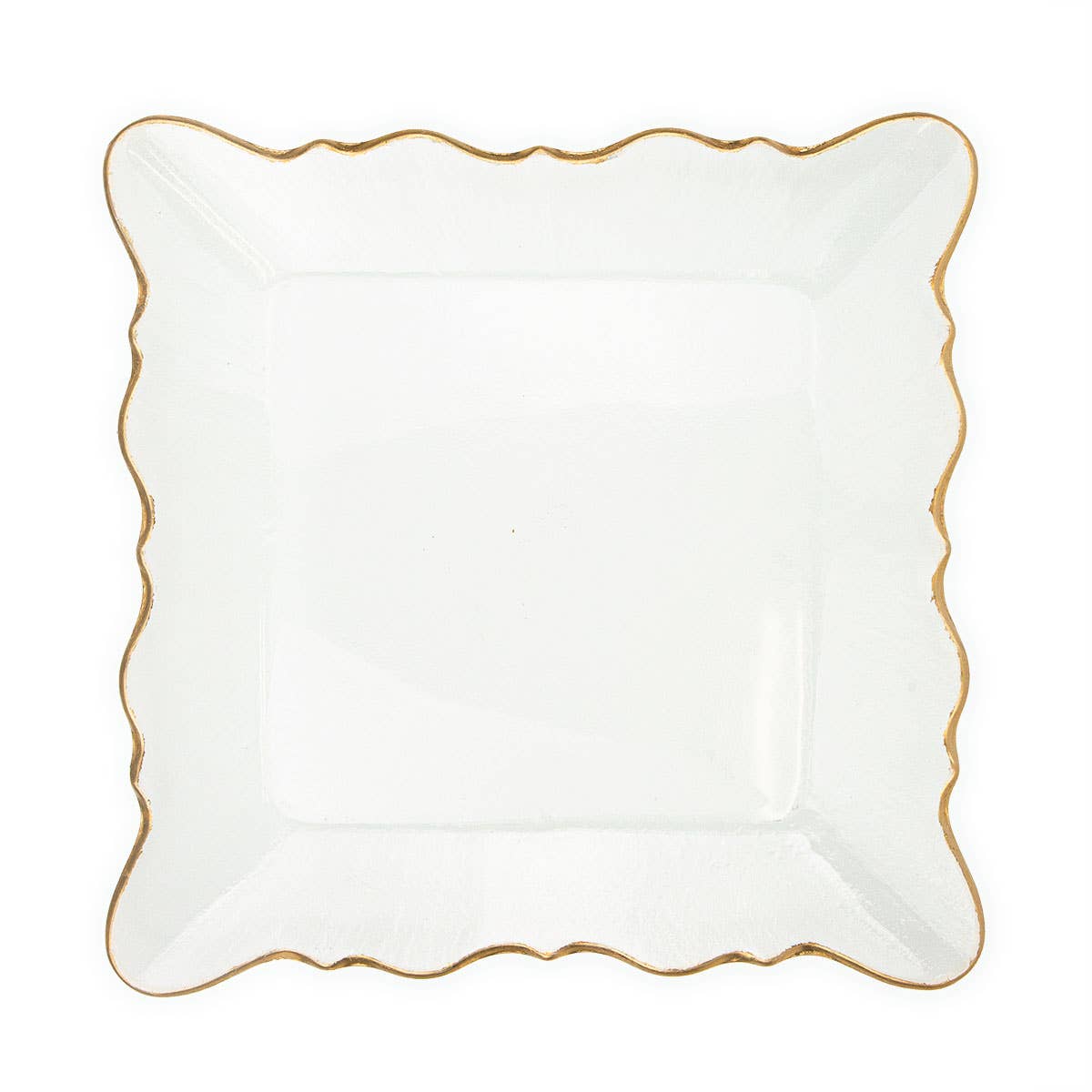 The Royal Standard - Chateau Square Serving Platter   Clear/Gold   12.8x1.2x12.8
