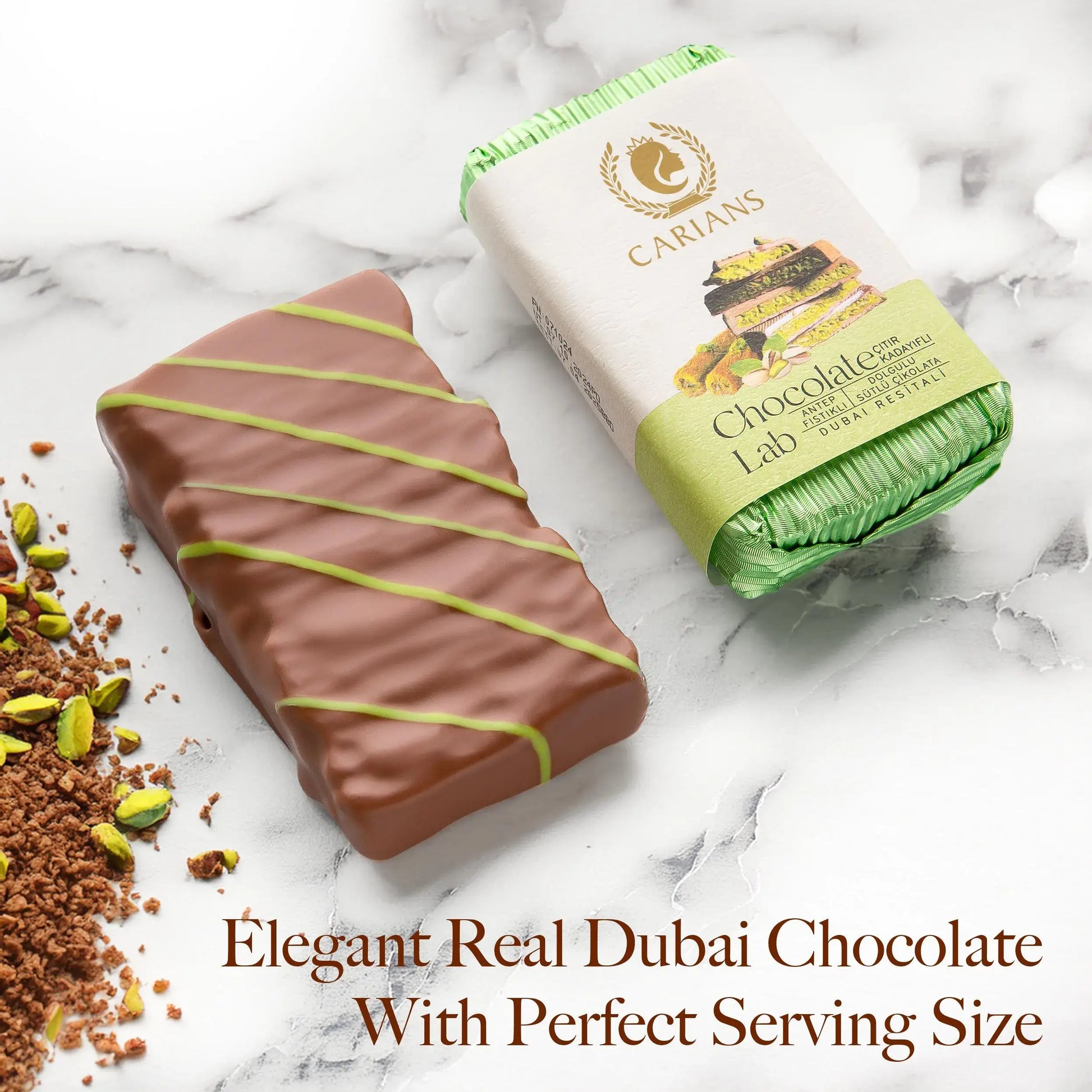 Carian's Bistro Chocolates - Famous Dubai Chocolate Bar, Premium Pistachio