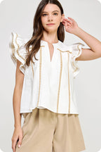 Lace Trim Flutter Top