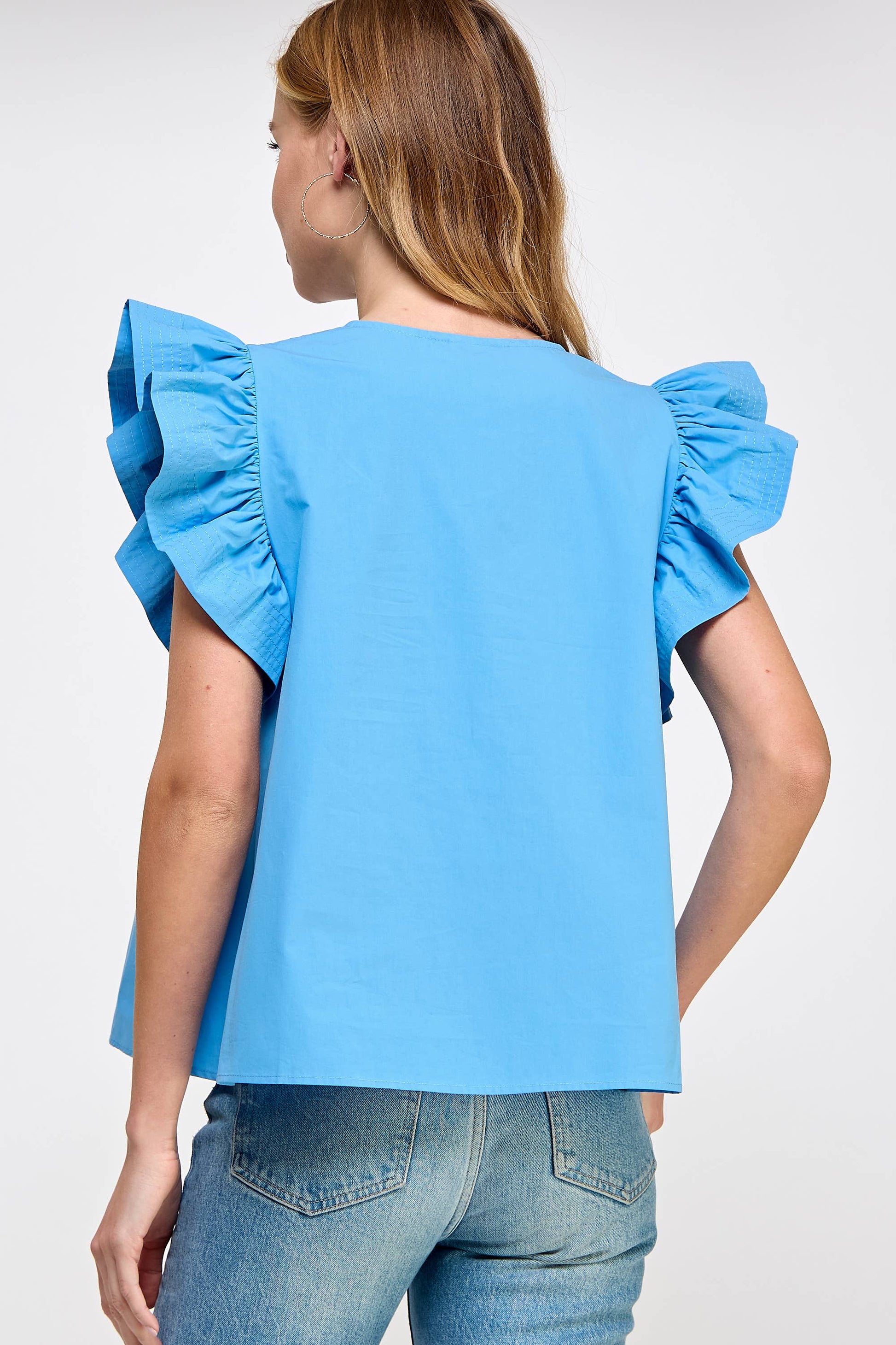 Flutter Ruffle Poplin Top