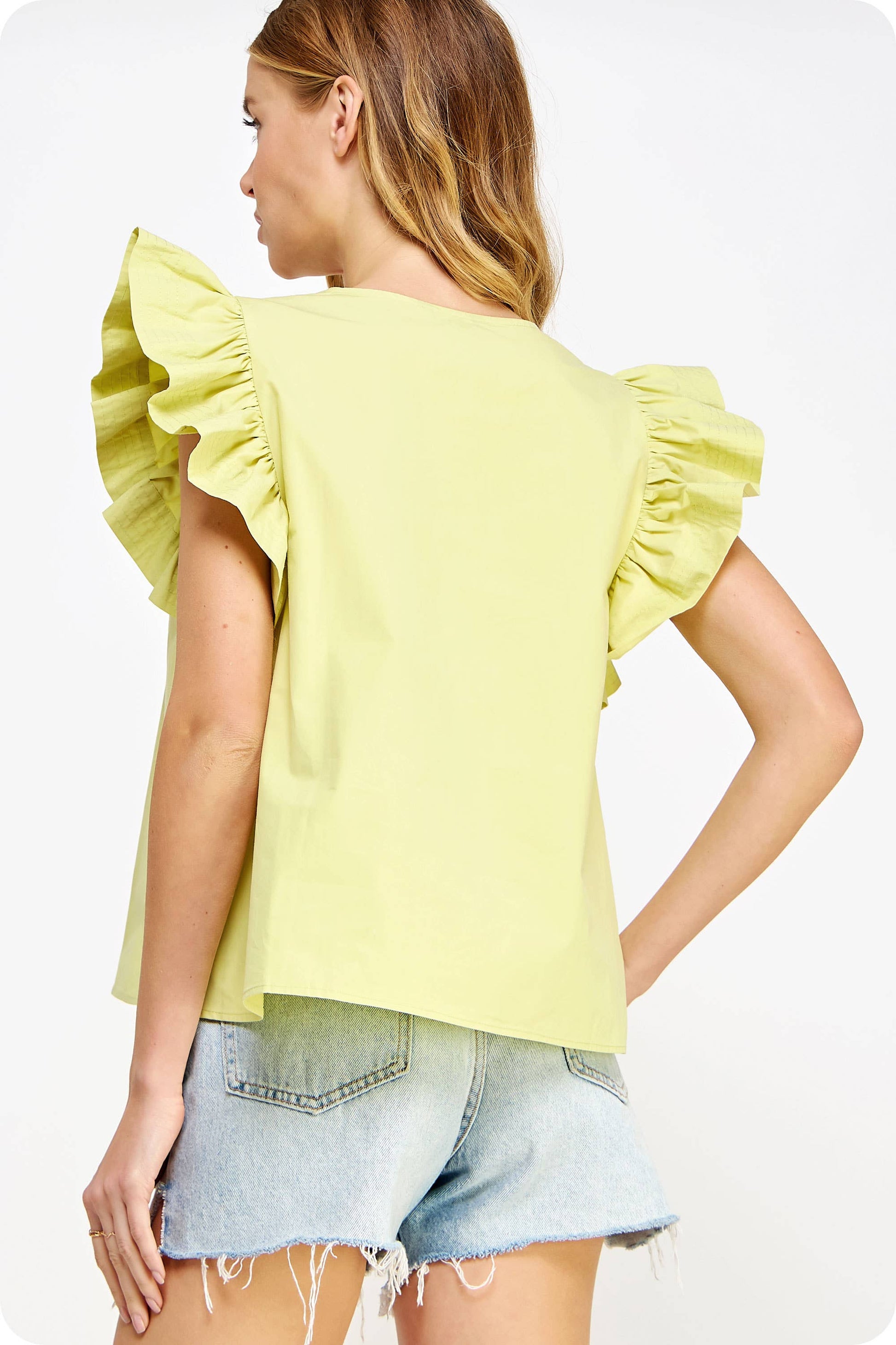 Flutter Ruffle Poplin Top