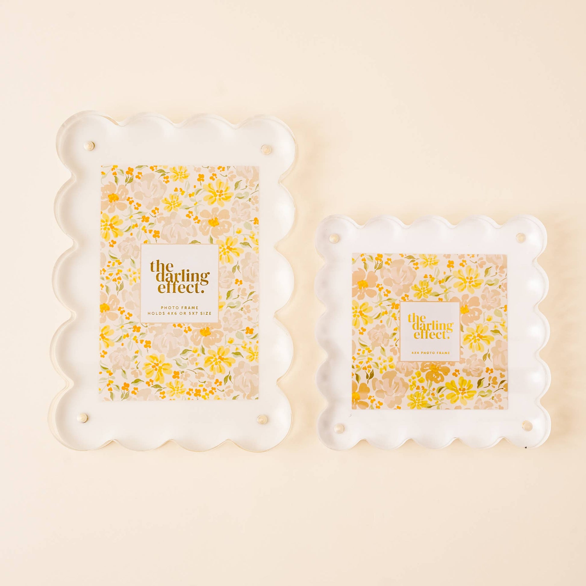 The Darling Effect - Square Scalloped Acrylic Frame-White