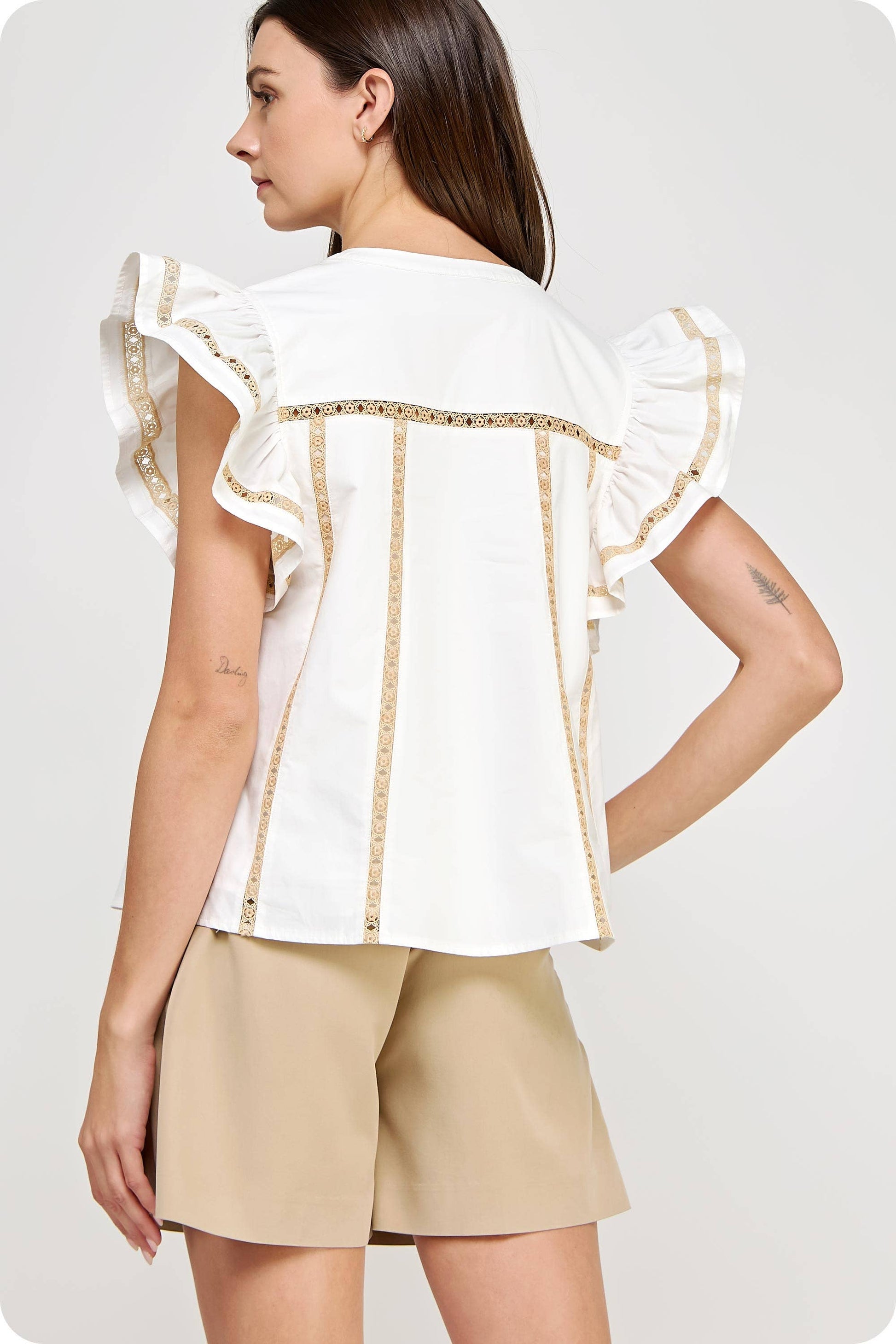 Lace Trim Flutter Top