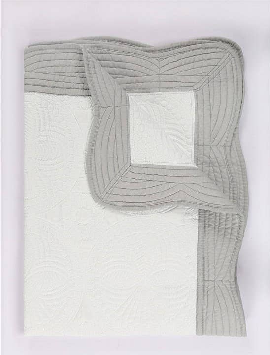 Zsa Zsa & LoLLi Monogram Blanks - Heirloom Quilt - Baby Quilt Blanket Swaddle Monogram: White