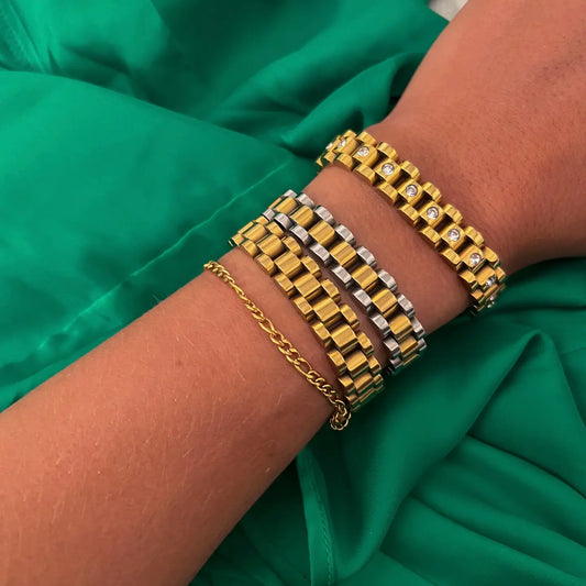 Chan Sutt Pearls - Two Toned Chain Watch Band Bracelet