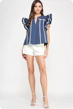 Lace Trim Flutter Top