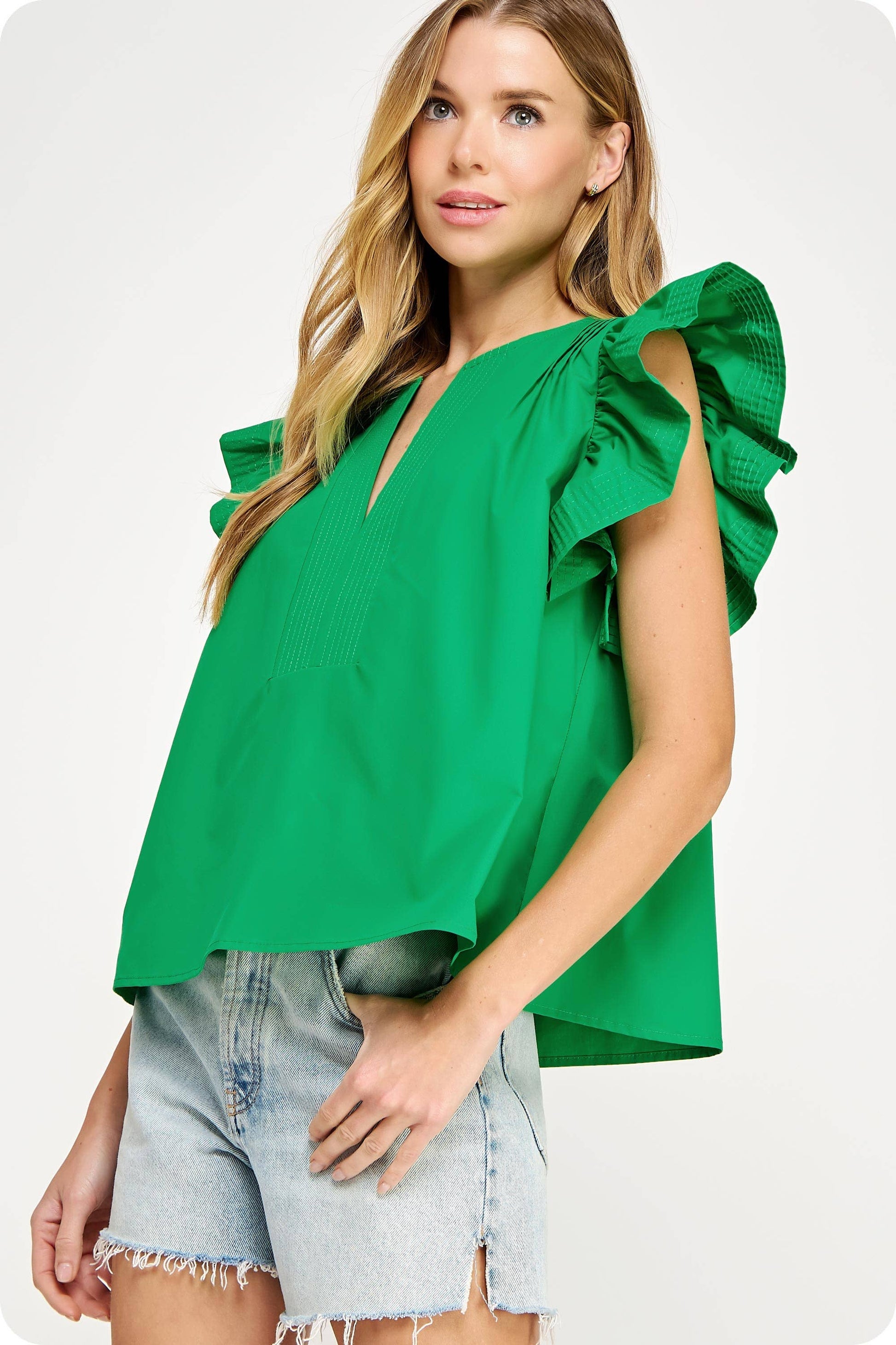 Flutter Ruffle Poplin Top