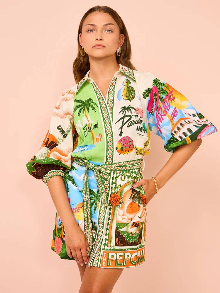 Lily Clothing - PRINTED SHIRT CARDIGAN DRESS