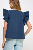 Flutter Ruffle Poplin Top