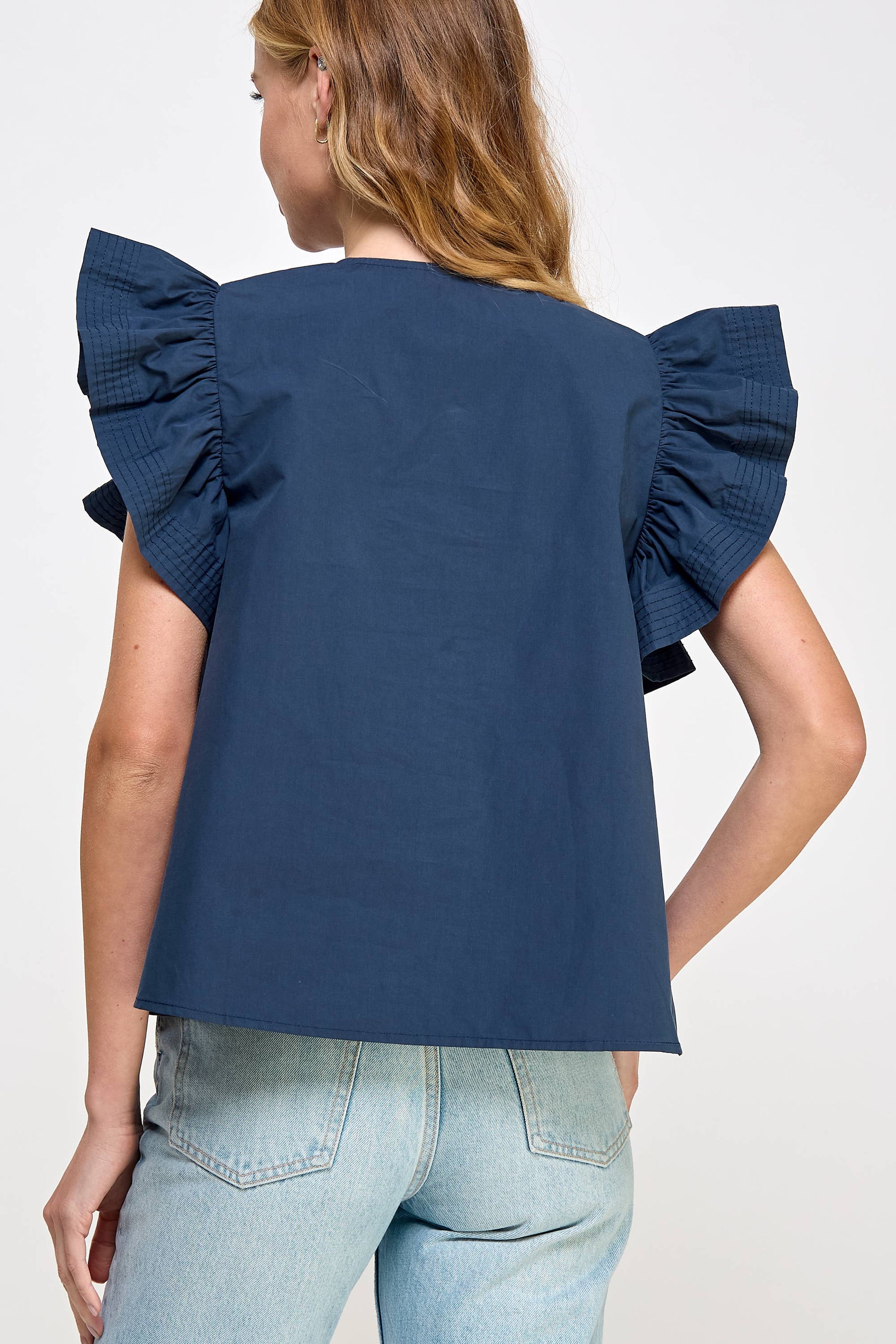 Flutter Ruffle Poplin Top