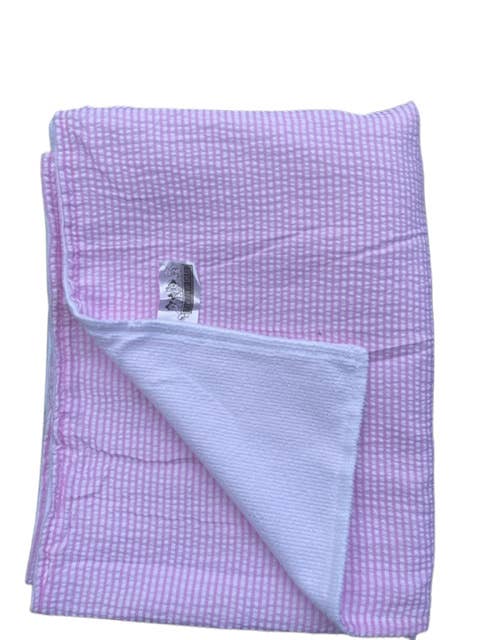 Zsa Zsa & LoLLi - Beach Towel, Seersucker, Monogram, Embroidery: Blue