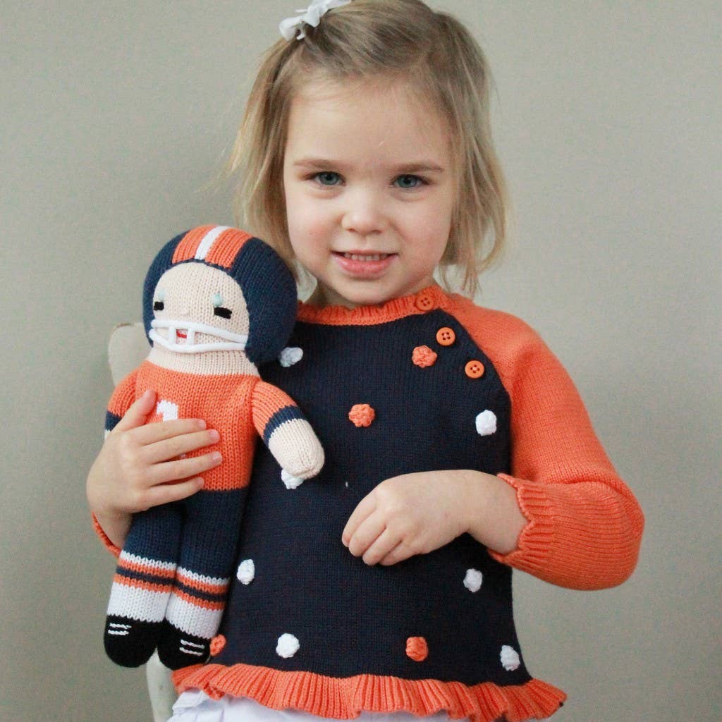 Petit Ami & Zubels - Football Player Knit Dolls: Red/White / 7" Rattle