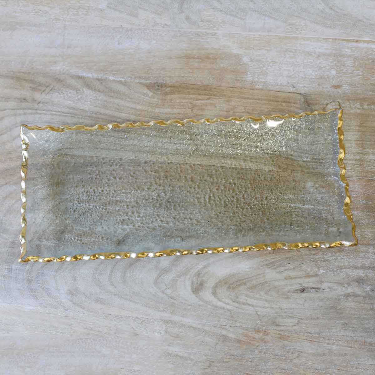 The Royal Standard - Fairbanks Rectangle Platter   Clear/Gold   13.75x1x6