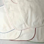 Zsa Zsa & LoLLi - Bib (Picot Trim) Newborn, Baby Gift, Embroidery, Monogram: Red Trim