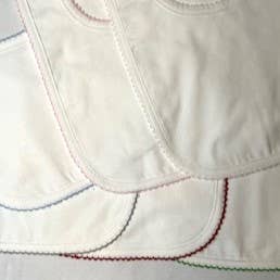 Zsa Zsa & LoLLi - Bib (Picot Trim) Newborn, Baby Gift, Embroidery, Monogram: White Trim
