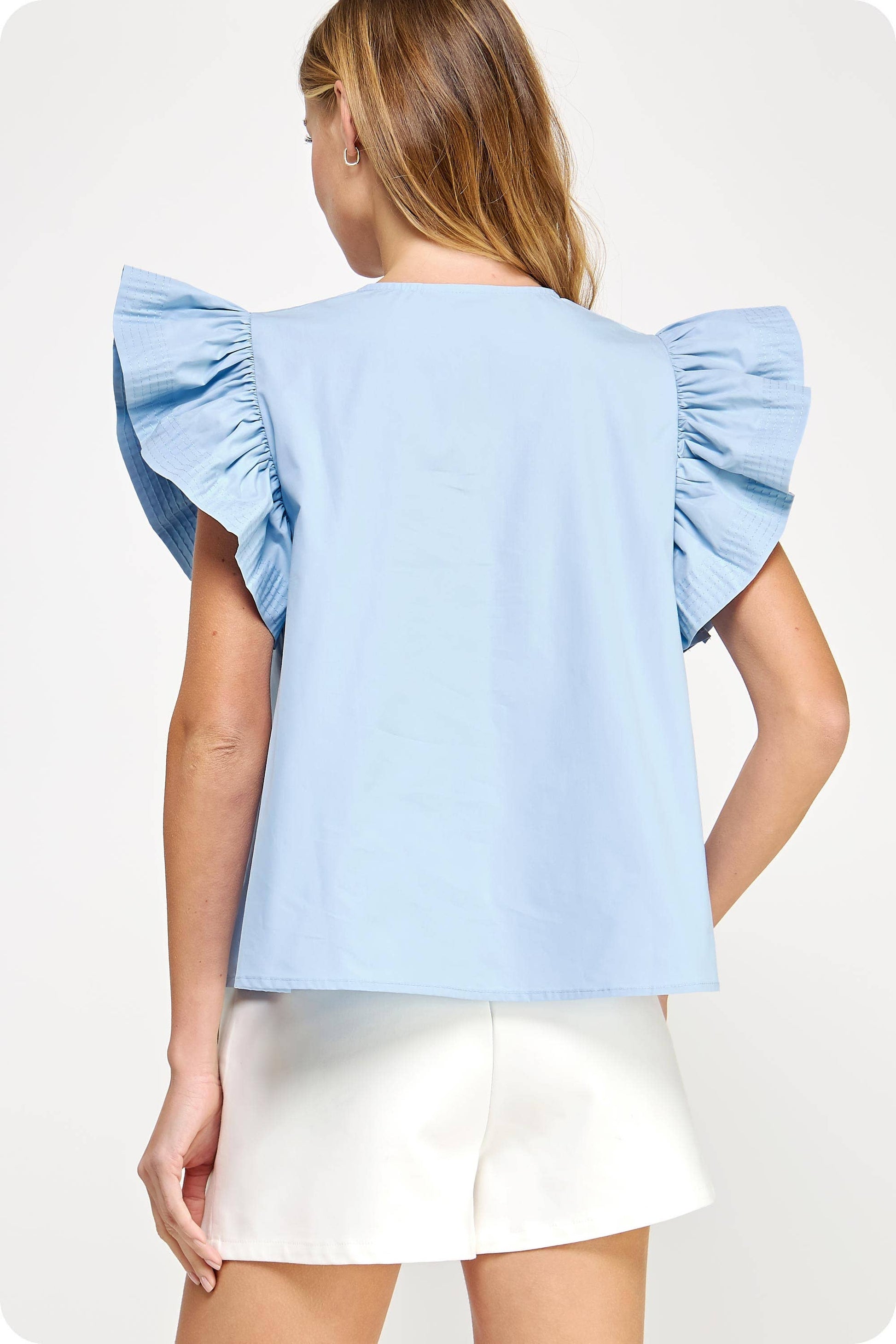 Flutter Ruffle Poplin Top