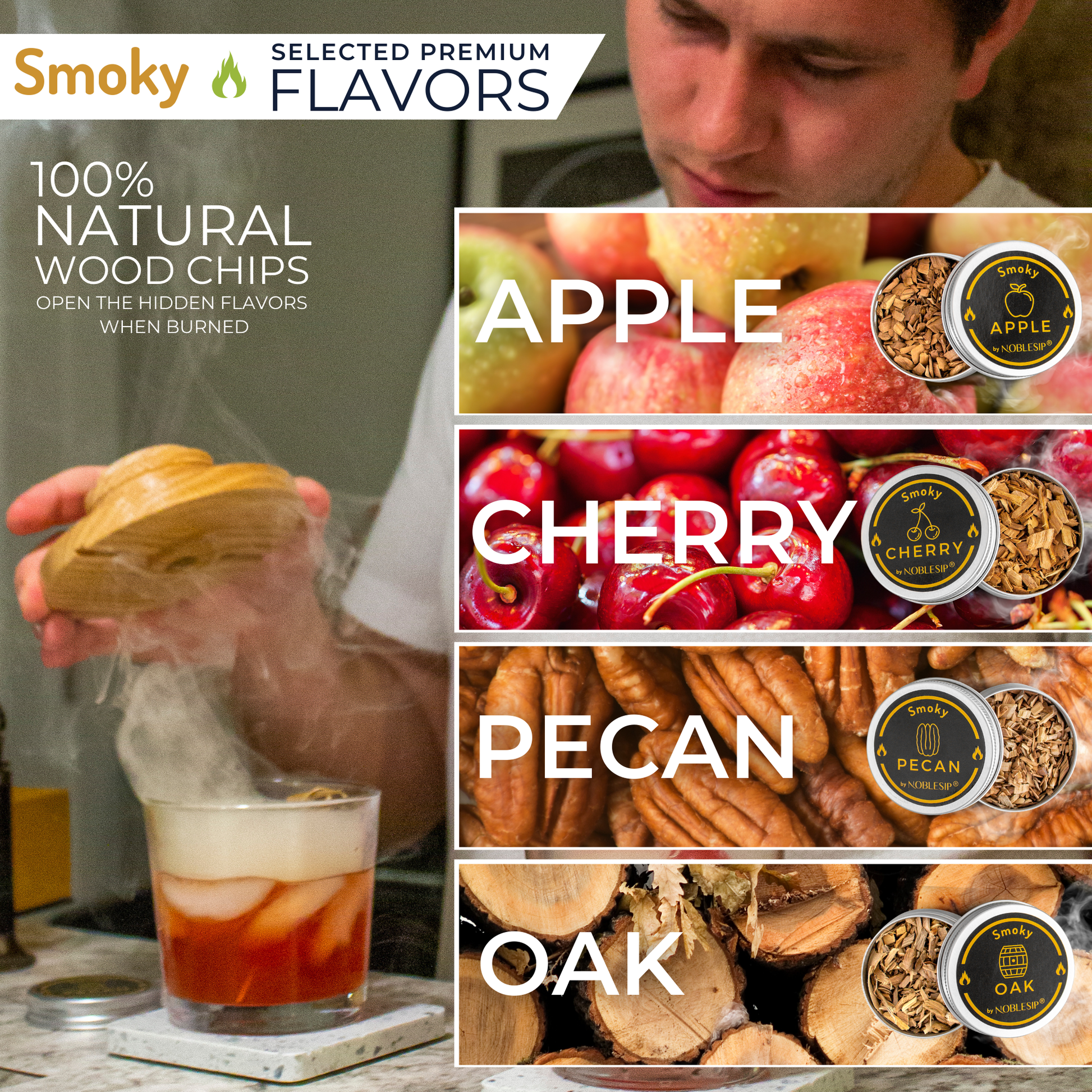 NOBLESIP - Whiskey Cocktail Smoker Kit, Men Gift Set. Father's day gift: No Personalization