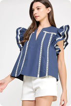 Lace Trim Flutter Top