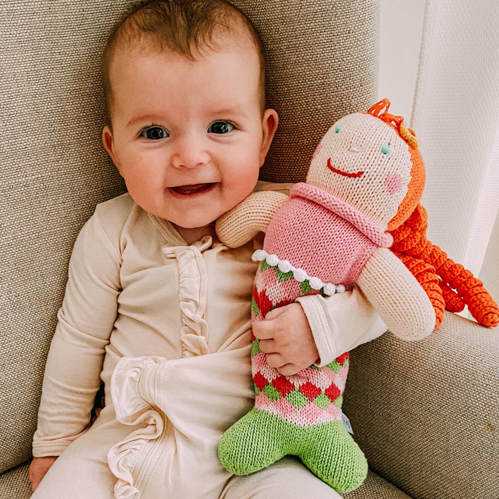 Petit Ami & Zubels - Penny the Mermaid Knit Doll: 7" Rattle
