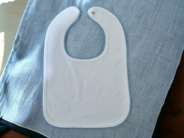 Zsa Zsa & LoLLi - Bib (Picot Trim) Newborn, Baby Gift, Embroidery, Monogram: Red Trim