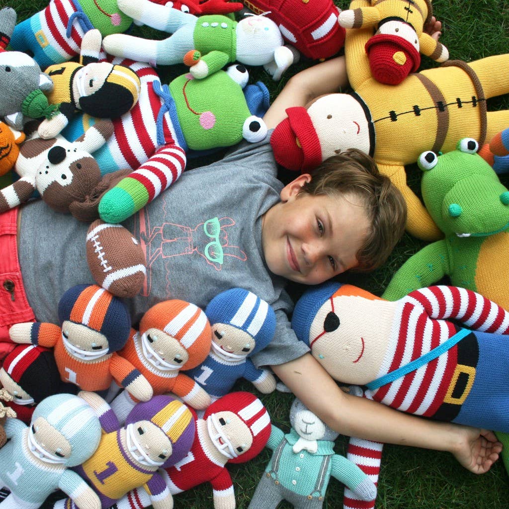 Petit Ami & Zubels - Football Player Knit Dolls: Red/White / 7" Rattle