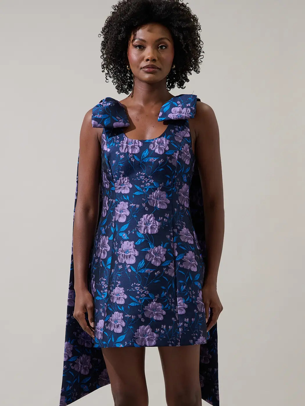 Willa Floral Jacquard Bow Sash Dress