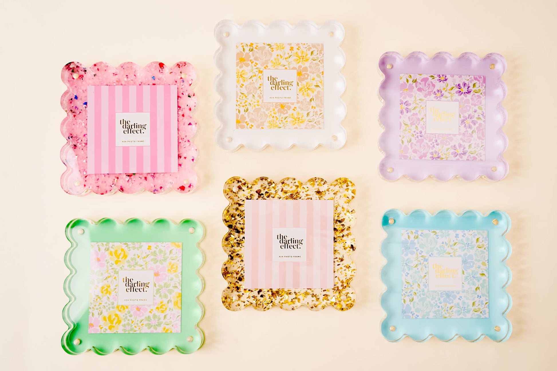 The Darling Effect - Square Scalloped Acrylic Frame-White