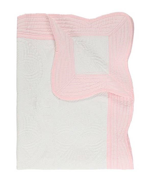 Zsa Zsa & LoLLi Monogram Blanks - Heirloom Quilt - Baby Quilt Blanket Swaddle Monogram: White